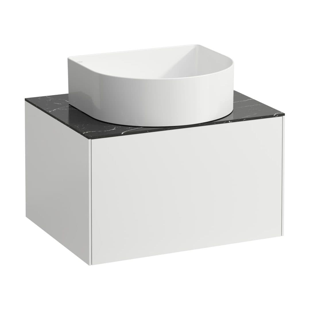 Laufen SONAR – Έπιπλο Νιπτήρα – 575 mm, 1 συρτάρι, κεντρικό άνοιγμα, για νιπτήρα H812340 – White Matt & Nero Marquina (H4054010341431)
