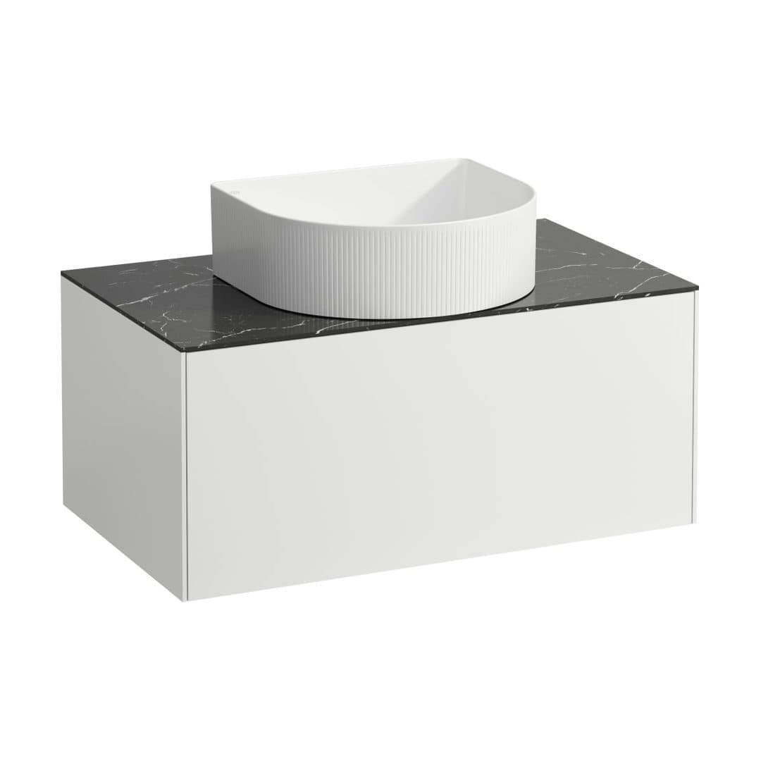 Laufen SONAR – Έπιπλο Νιπτήρα – 775 mm, 1 συρτάρι, κεντρικό άνοιγμα, για νιπτήρα H812340 – White Matt & Nero Marquina (H4054110341431)