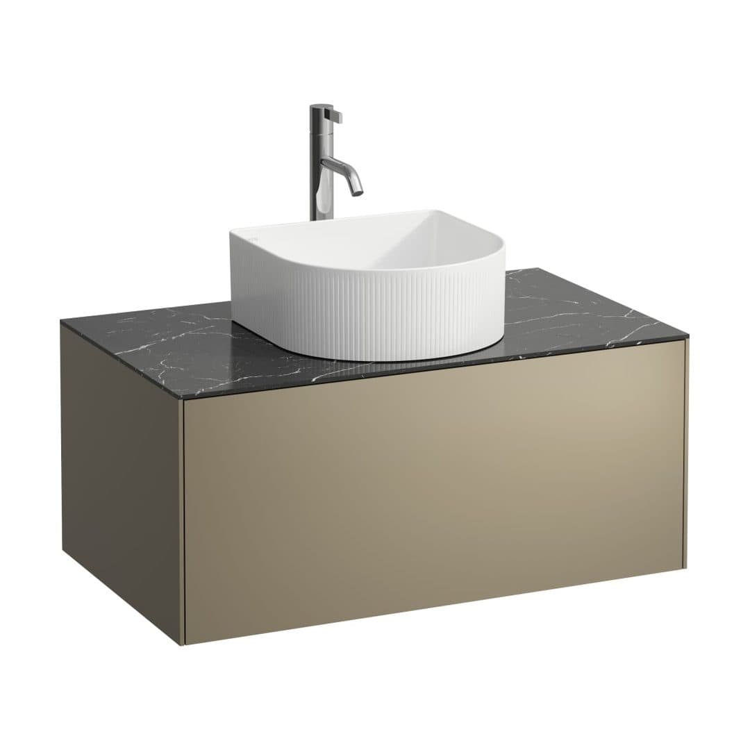 Laufen SONAR – Έπιπλο Νιπτήρα – 775 mm, 1 συρτάρι, κεντρικό άνοιγμα, με οπή μπαταρίας – Titanium & Nero Marquina (H4054150341421)