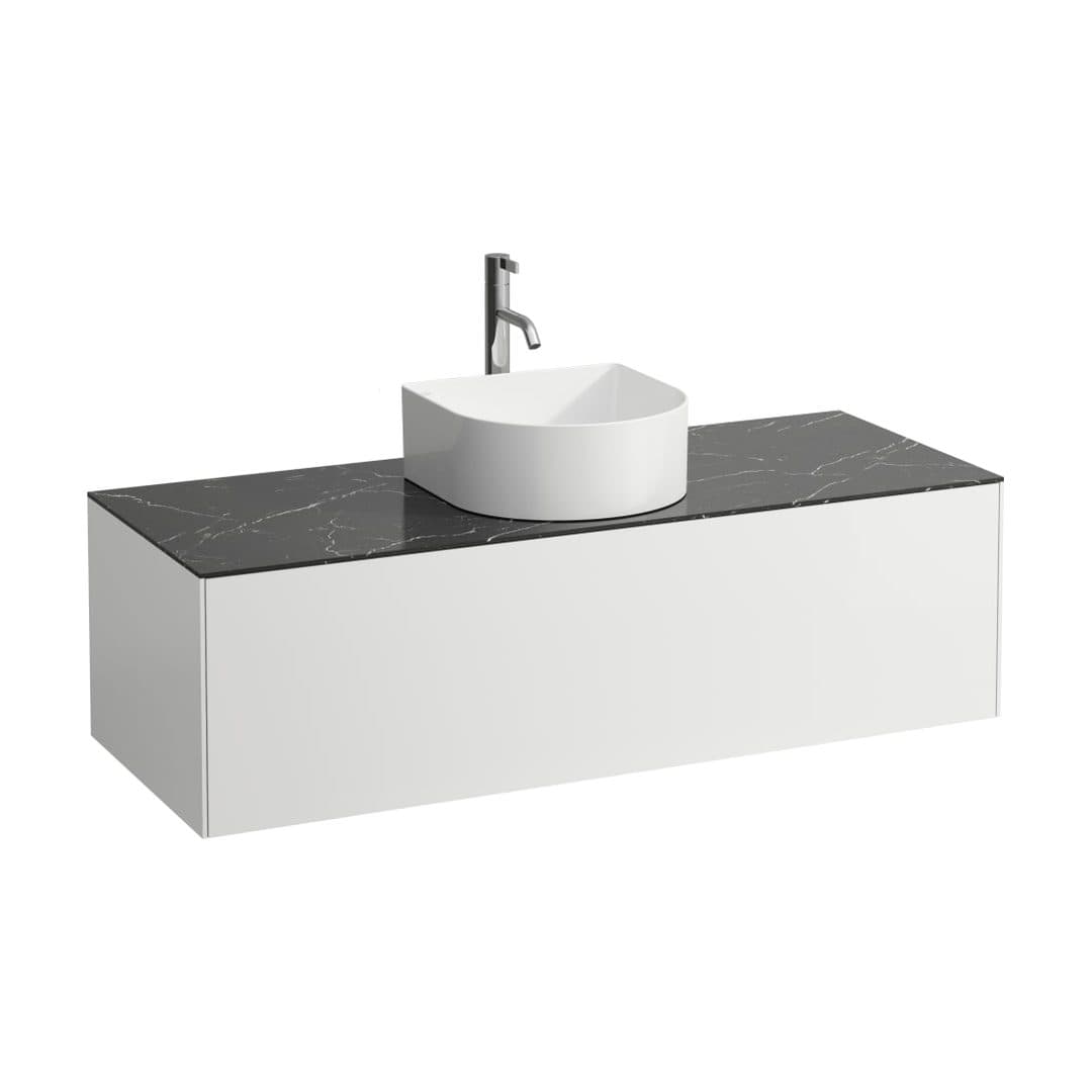 Laufen SONAR – Έπιπλο Νιπτήρα – 1175 mm, 1 συρτάρι, κεντρικό άνοιγμα, με οπή μπαταρίας – White Matt & Nero Marquina (H4054250341431)