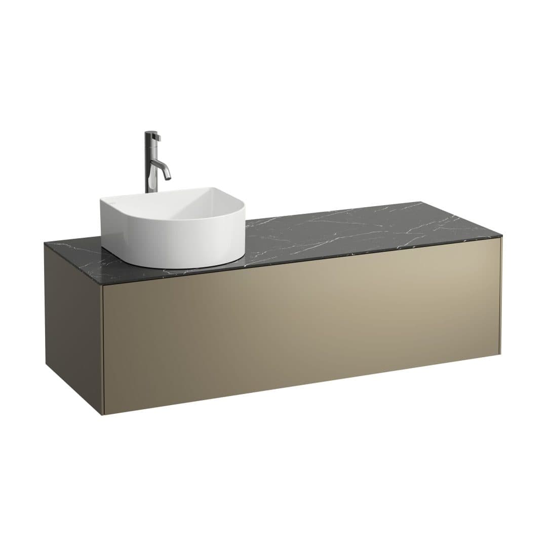 Laufen SONAR – Έπιπλο Νιπτήρα – 1175 mm, 1 συρτάρι, άνοιγμα αριστερά, με οπή μπαταρίας – Titanium & Nero Marquina (H4054260341421)