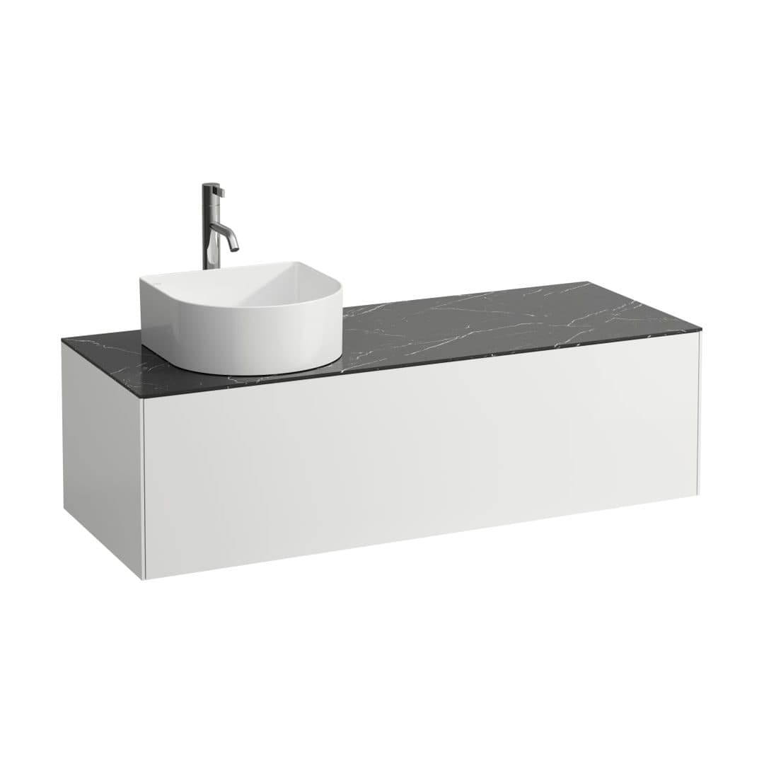 Laufen SONAR – Έπιπλο Νιπτήρα – 1175 mm, 1 συρτάρι, άνοιγμα αριστερά, με οπή μπαταρίας – White Matt & Nero Marquina (H4054260341431)