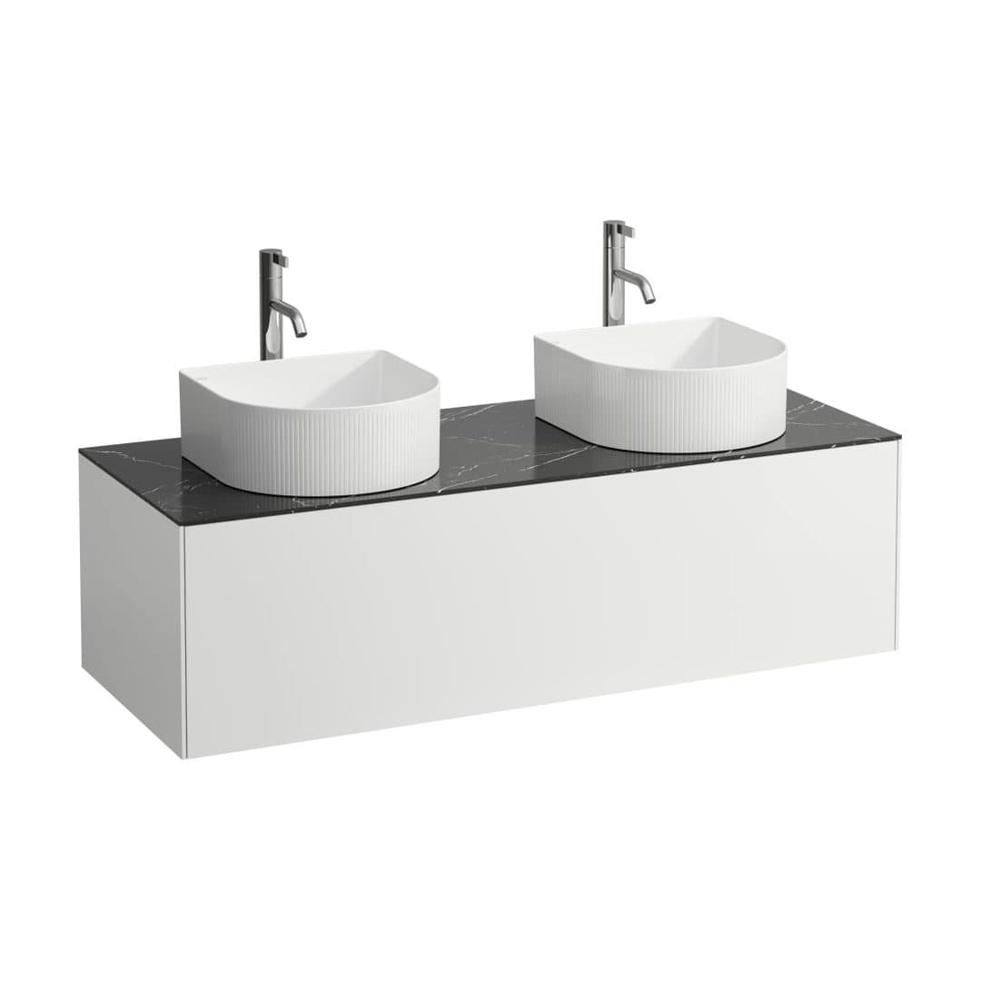 Laufen SONAR – Έπιπλο Νιπτήρα – 1175 mm, 1 συρτάρι, ανοίγματα αριστερά & δεξιά, με οπή μπαταρίας – White Matt & Nero Marquina (H4054280341431)