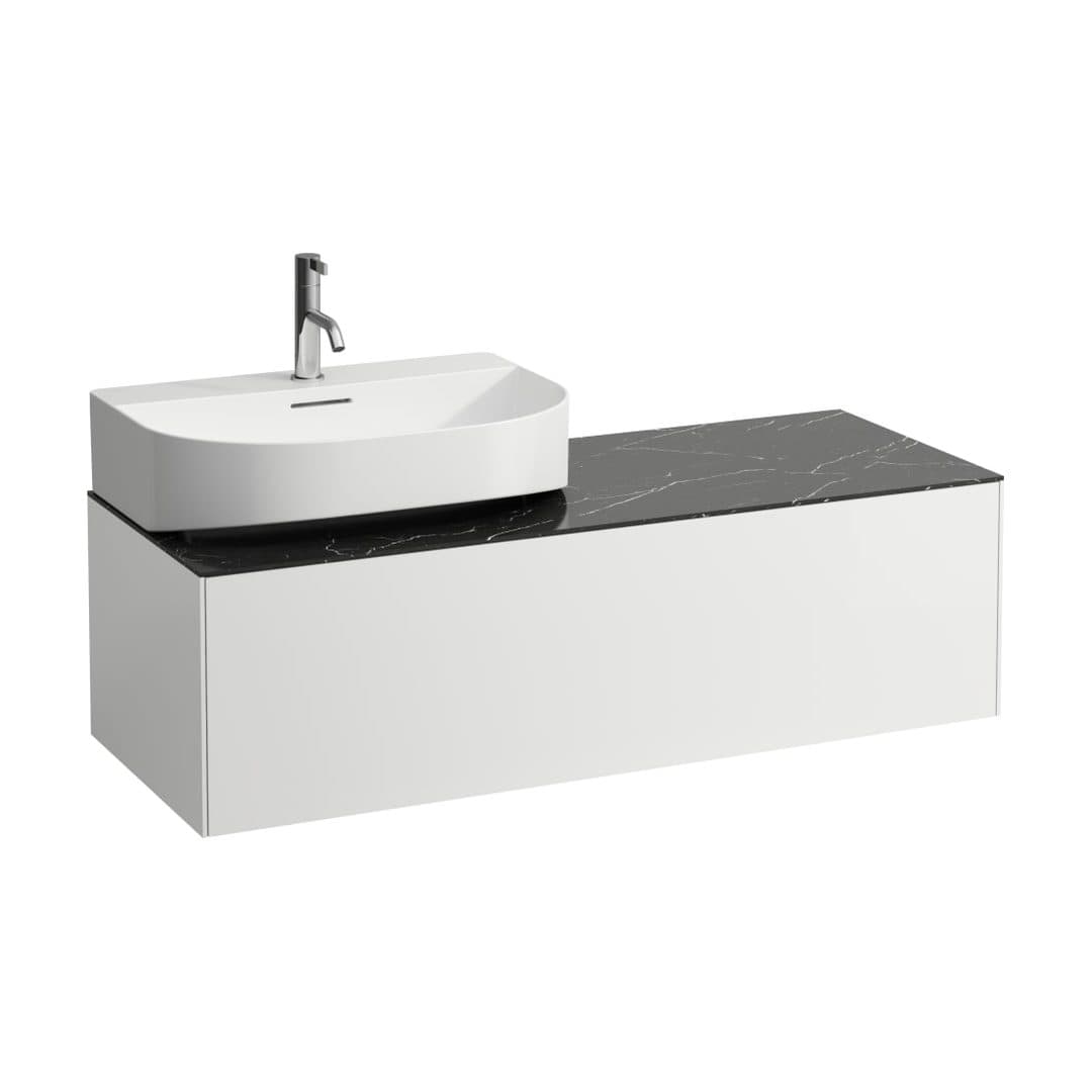 Laufen SONAR – Έπιπλο Νιπτήρα – 1175 mm, 1 συρτάρι, άνοιγμα αριστερά, για νιπτήρα H816341 – White Matt & Nero Marquina (H4054520341431)