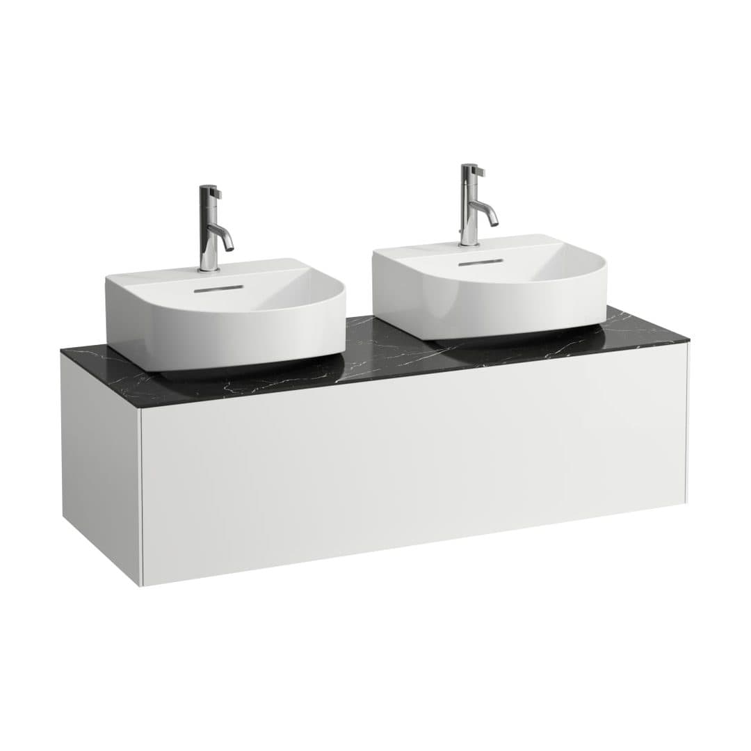 Laufen SONAR – Έπιπλο Νιπτήρα – 1175 mm, 1 συρτάρι, ανοίγματα αριστερά & δεξιά, για νιπτήρα H816341 – White Matt & Nero Marquina (H4054540341431)