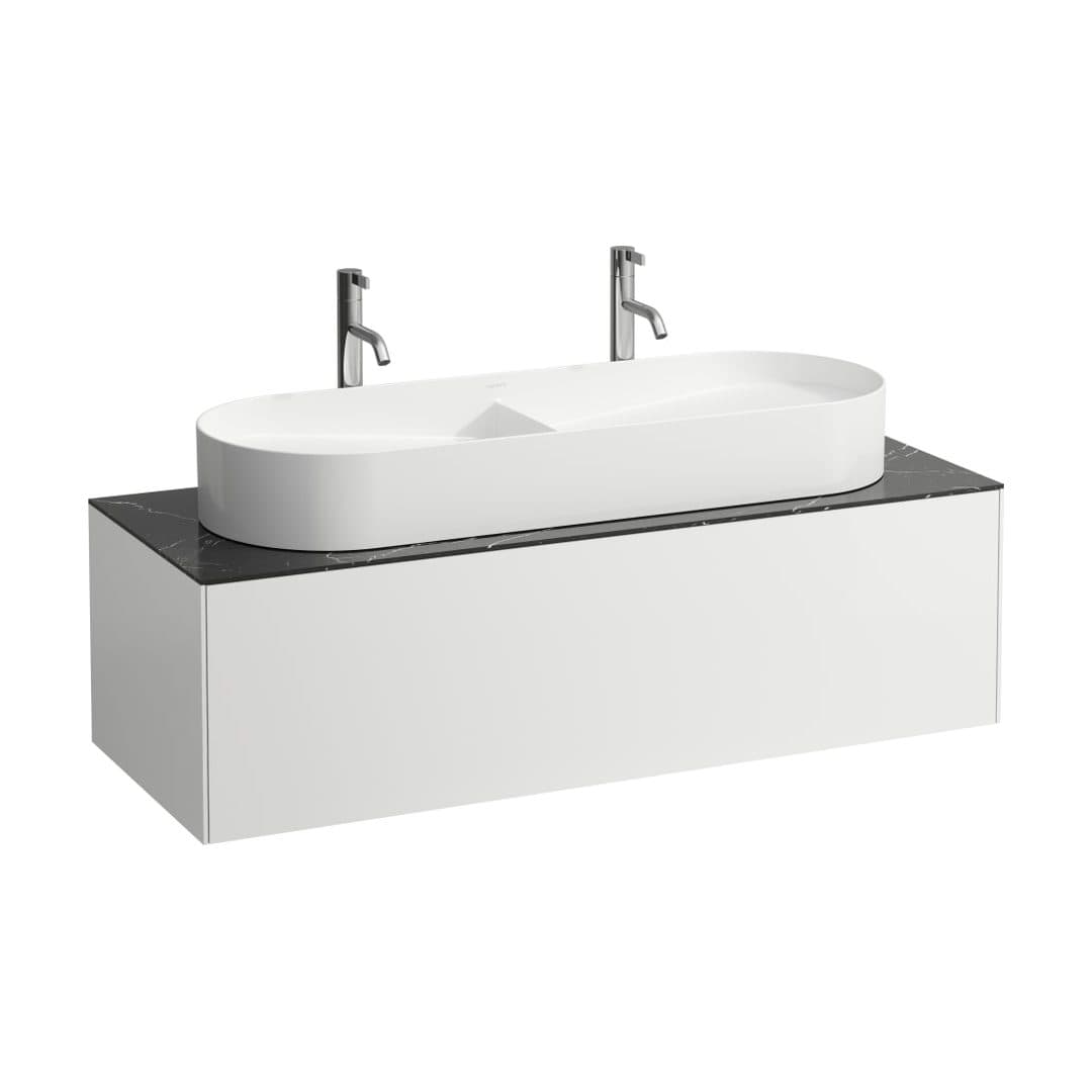 Laufen SONAR – Έπιπλο Νιπτήρα – 1175 mm, 1 συρτάρι, κεντρικό άνοιγμα, για νιπτήρα H812348 – White Matt & Nero Marquina (H4054710341431)