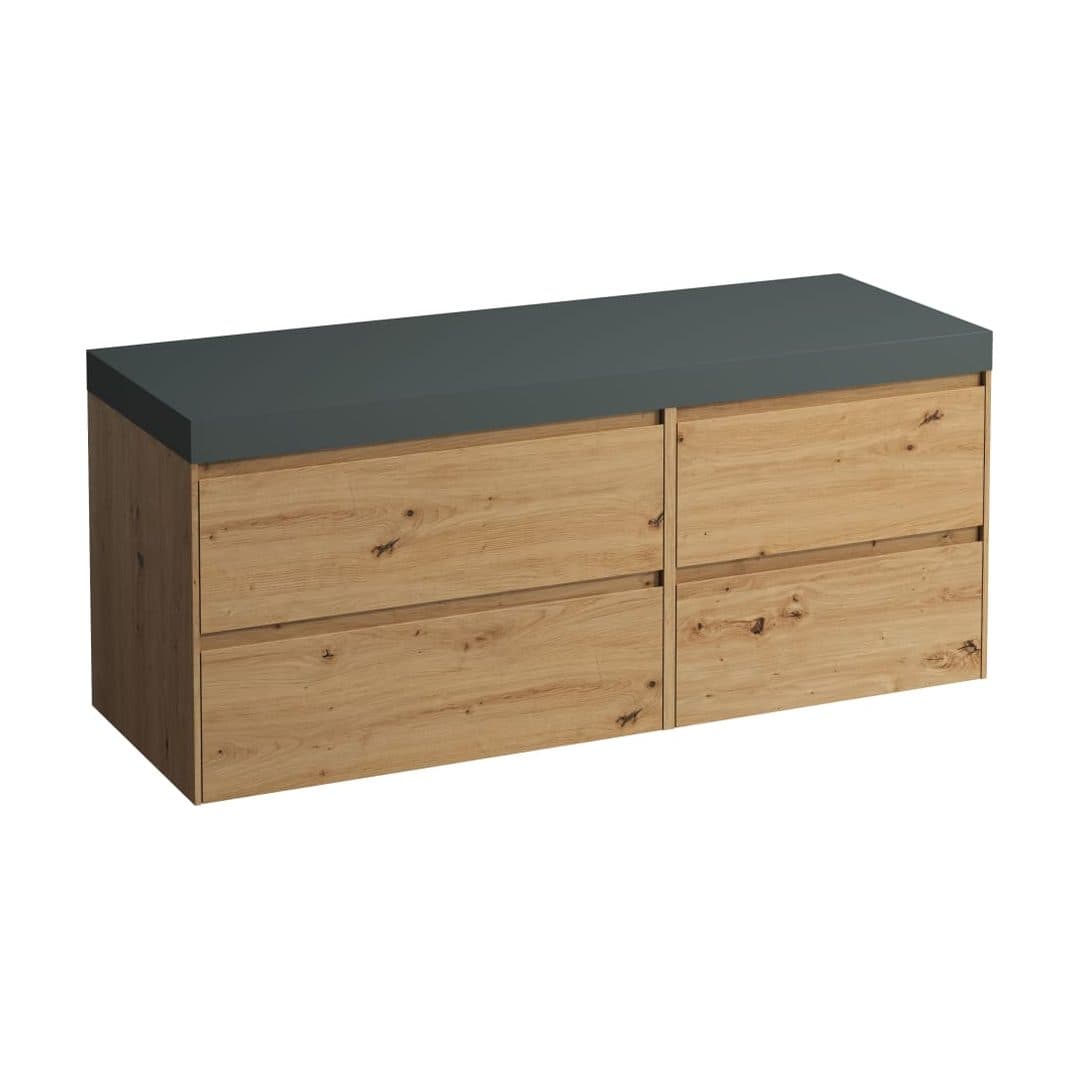 Laufen LANI – Ντουλάπι Μπάνιου – 1370 mm, 4 συρτάρια, πάγκος Traffic Grey, χωρίς άνοιγμα – Wild oak (H4055801122671)