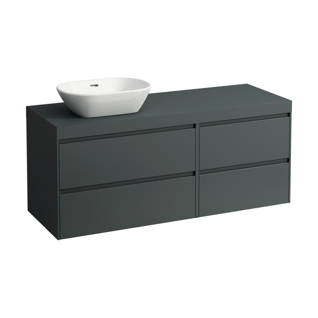 Laufen LANI – Έπιπλο Νιπτήρα – 1370 mm, 4 συρτάρια, πάγκος Traffic Grey, 800 αριστερά + 600 δεξιά, άνοιγμα αριστερά – Traffic Grey (H4055821122661)