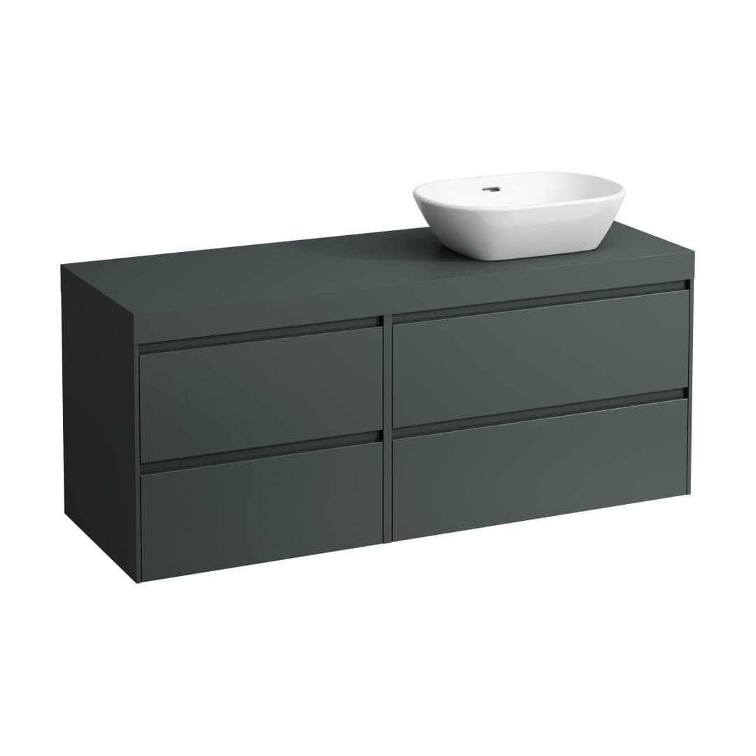 Laufen LANI – Έπιπλο Νιπτήρα – 1370 mm, 4 συρτάρια, πάγκος Traffic Grey, 800 δεξιά + 600 αριστερά, άνοιγμα δεξιά – Traffic Grey (H4055831122661)