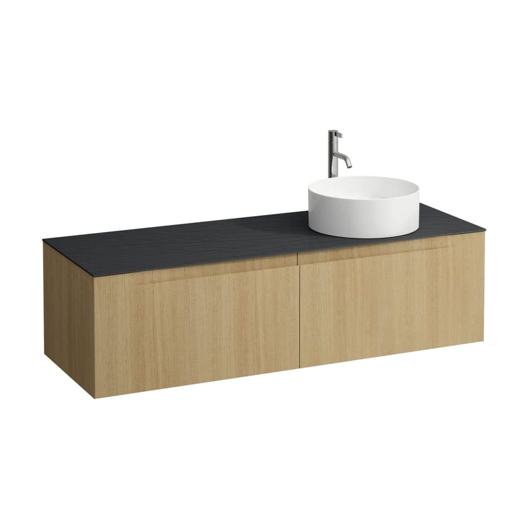 Laufen ARUN – Έπιπλο Νιπτήρα – 1405 mm, 2 συρτάρια, πάγκος Ardesia Nera, άνοιγμα δεξιά, με οπή μπαταρίας – Light oak (H4151371512501)