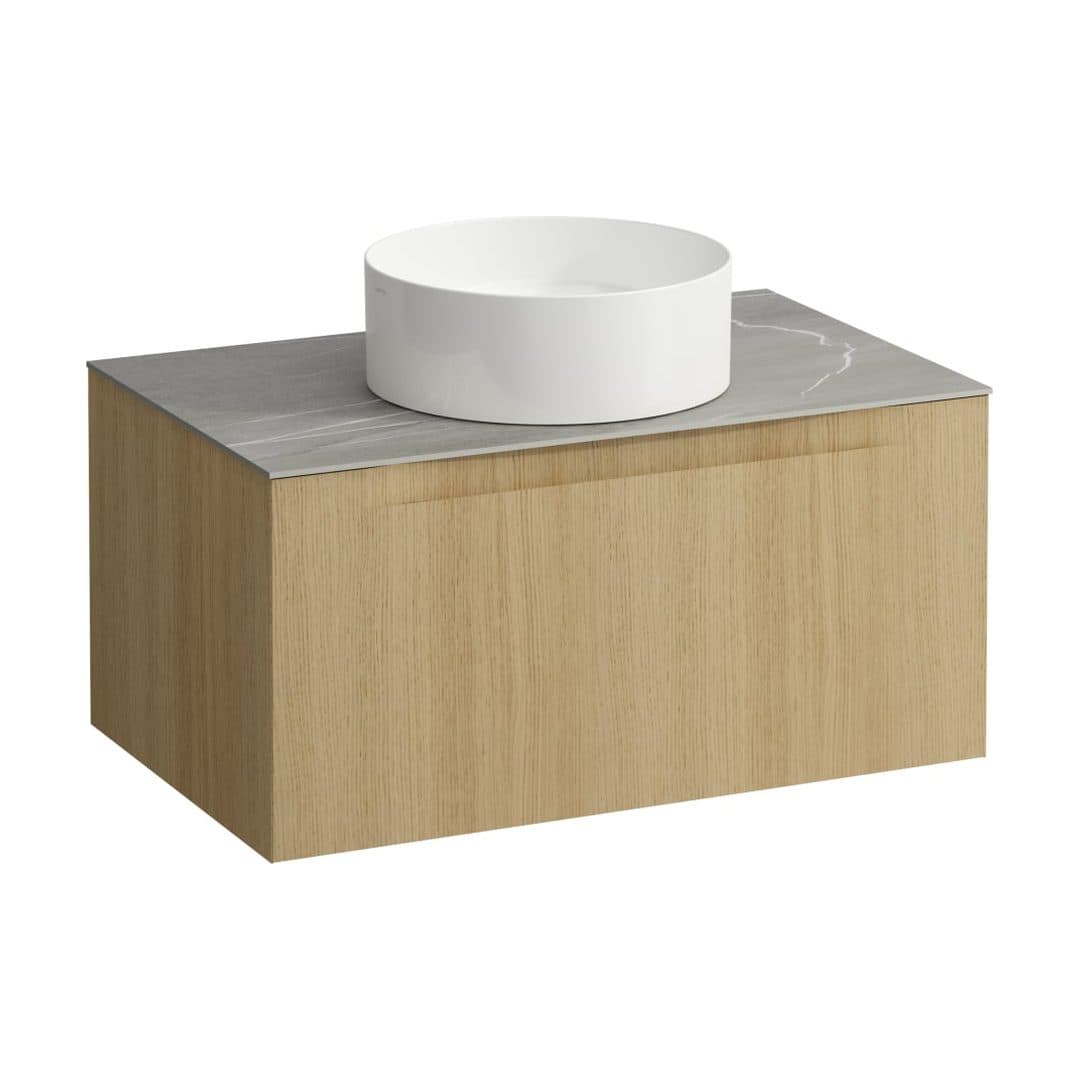 Laufen ARUN – Έπιπλο Νιπτήρα – 805 mm, 1 συρτάρι, πάγκος Piasentina Grigio, κεντρικό άνοιγμα – Light oak (H4161011512501)