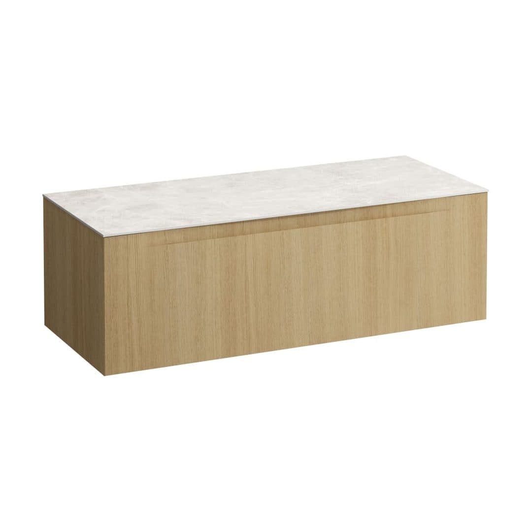Laufen ARUN – Ντουλάπι Μπάνιου – 1205 mm, 1 συρτάρι, πάγκος Botticino Crema, χωρίς άνοιγμα – Light oak (H4171201512501)