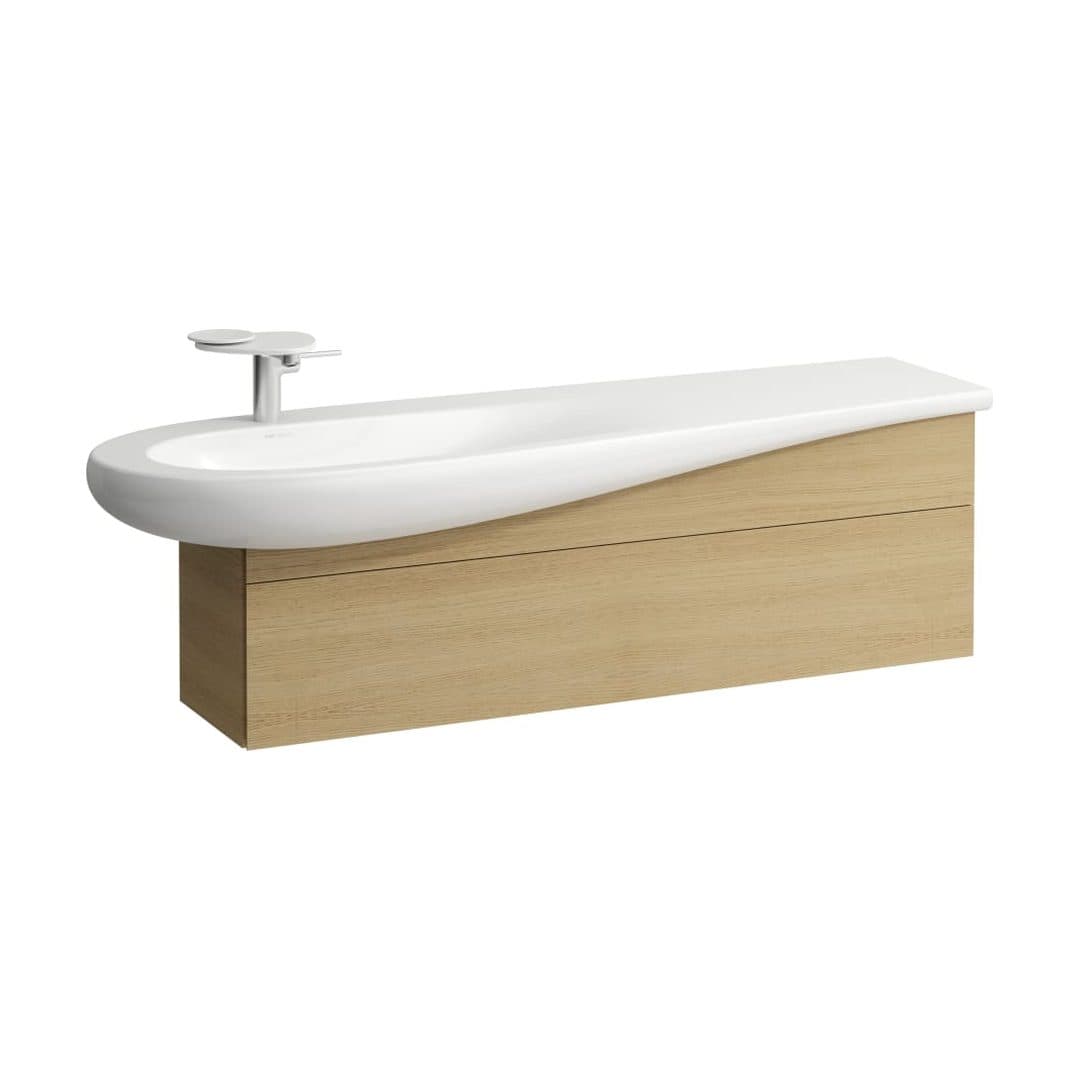 Laufen ILBAGNOALESSI – Έπιπλο Νιπτήρα – 1350 mm, 1 συρτάρι, εγκοπή σιφωνιού αριστερά – Light oak (H4304510972501)