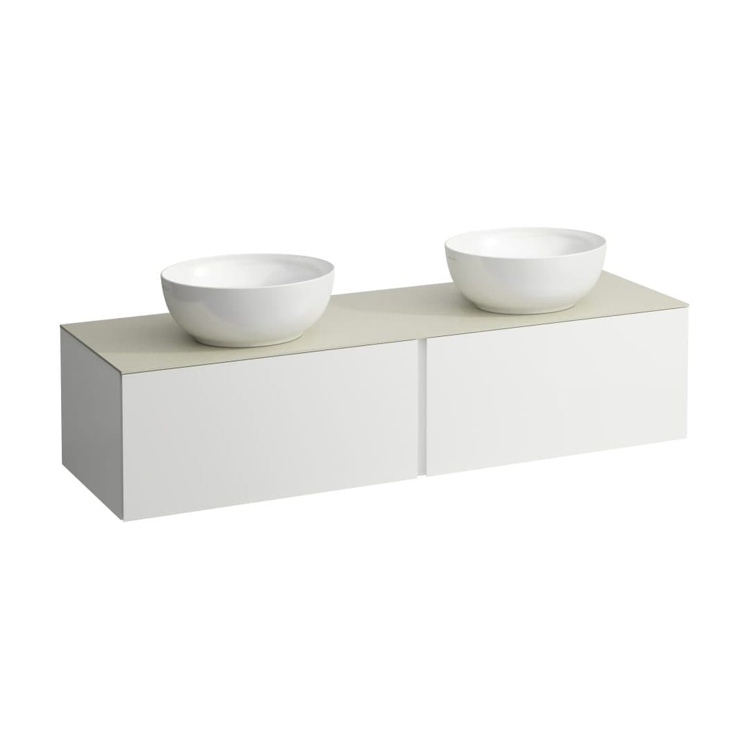 Laufen ILBAGNOALESSI – Έπιπλο Νιπτήρα – 1600 mm, 2 συρτάρια, πάγκος Calce Avorio, ανοίγματα αριστερά & δεξιά – White Matt (H4313540972601)