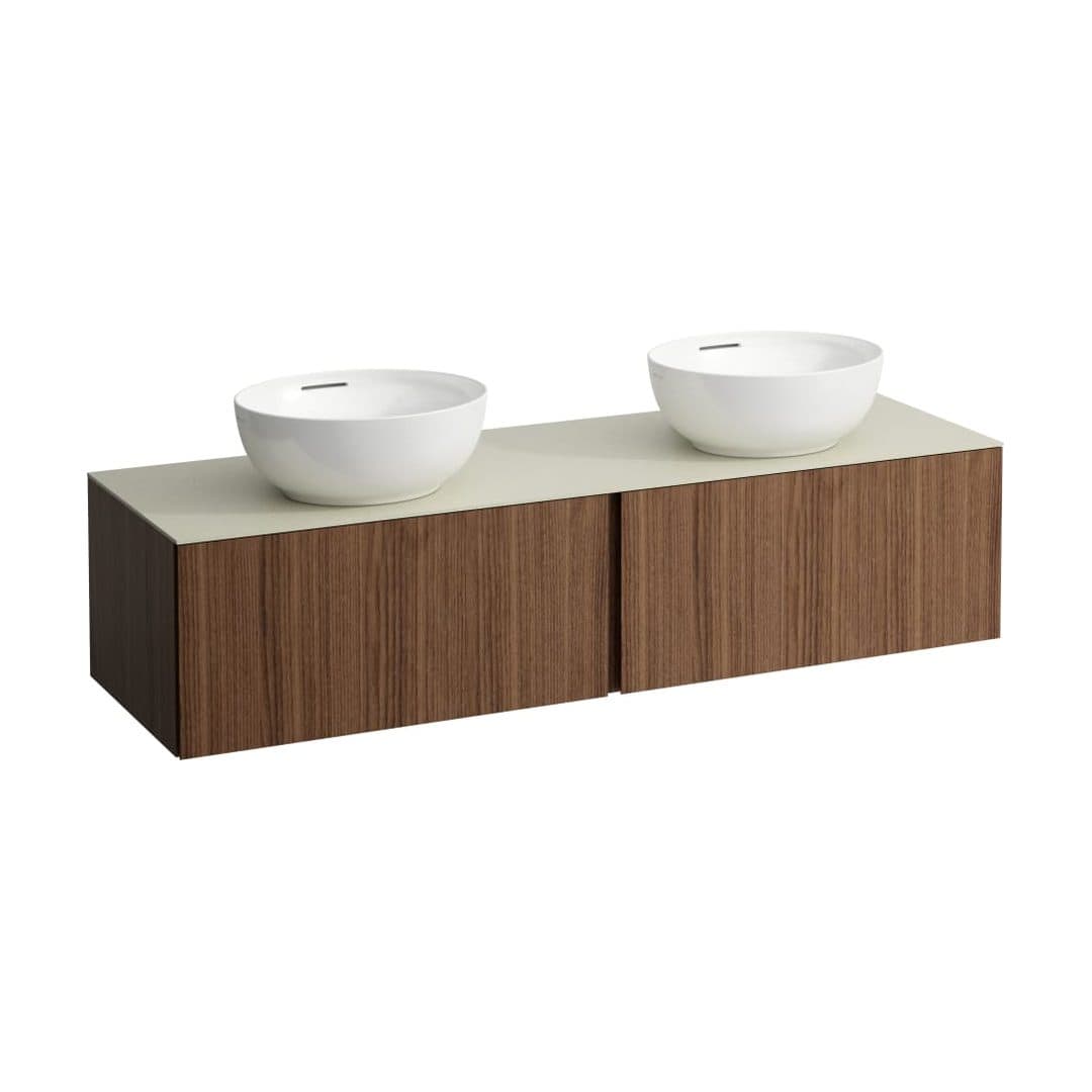 Laufen ILBAGNOALESSI – Έπιπλο Νιπτήρα – 1600 mm, 2 συρτάρια, πάγκος Calce Avorio, ανοίγματα αριστερά & δεξιά, με οπή μπαταρίας – Noce canaletto - Real wood veneer (H4313570976301)