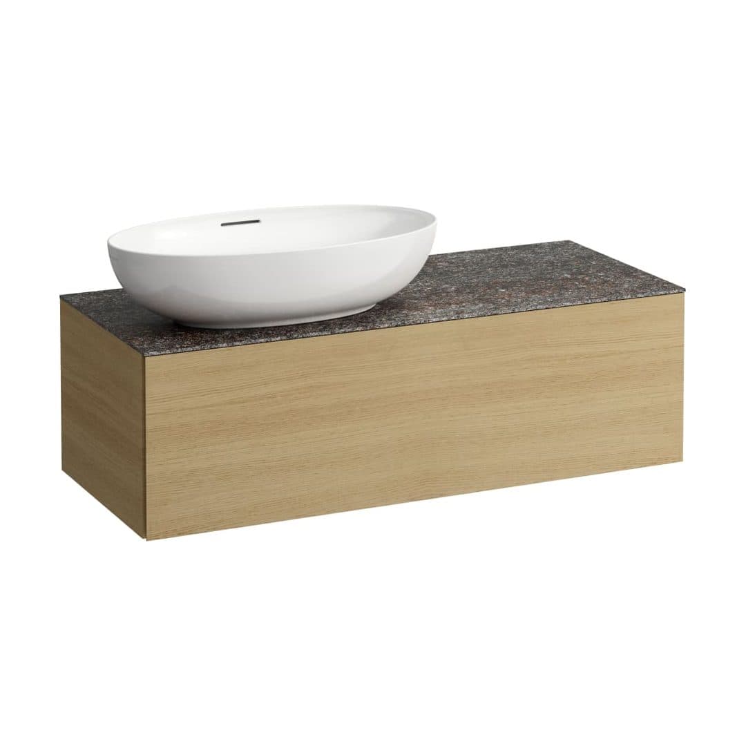Laufen ILBAGNOALESSI – Έπιπλο Νιπτήρα – 1200 mm, 1 συρτάρι, πάγκος Marrone Naturale, άνοιγμα αριστερά, με οπή μπαταρίας – Light oak (H4323100972501)
