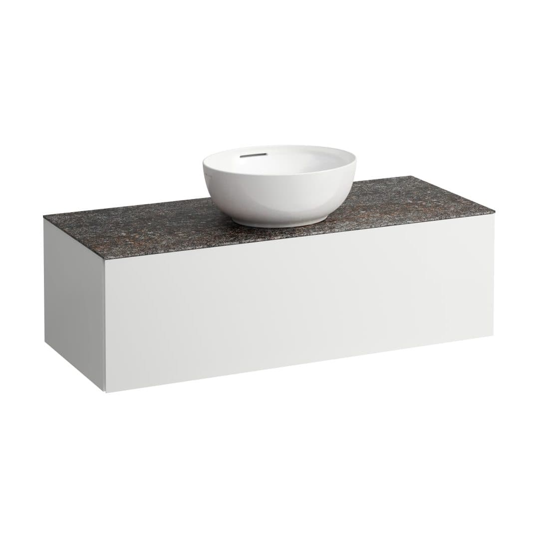 Laufen ILBAGNOALESSI – Έπιπλο Νιπτήρα – 1200 mm, 1 συρτάρι, πάγκος Marrone Naturale, κεντρικό άνοιγμα, με οπή μπαταρίας – White Matt (H4323150972601)