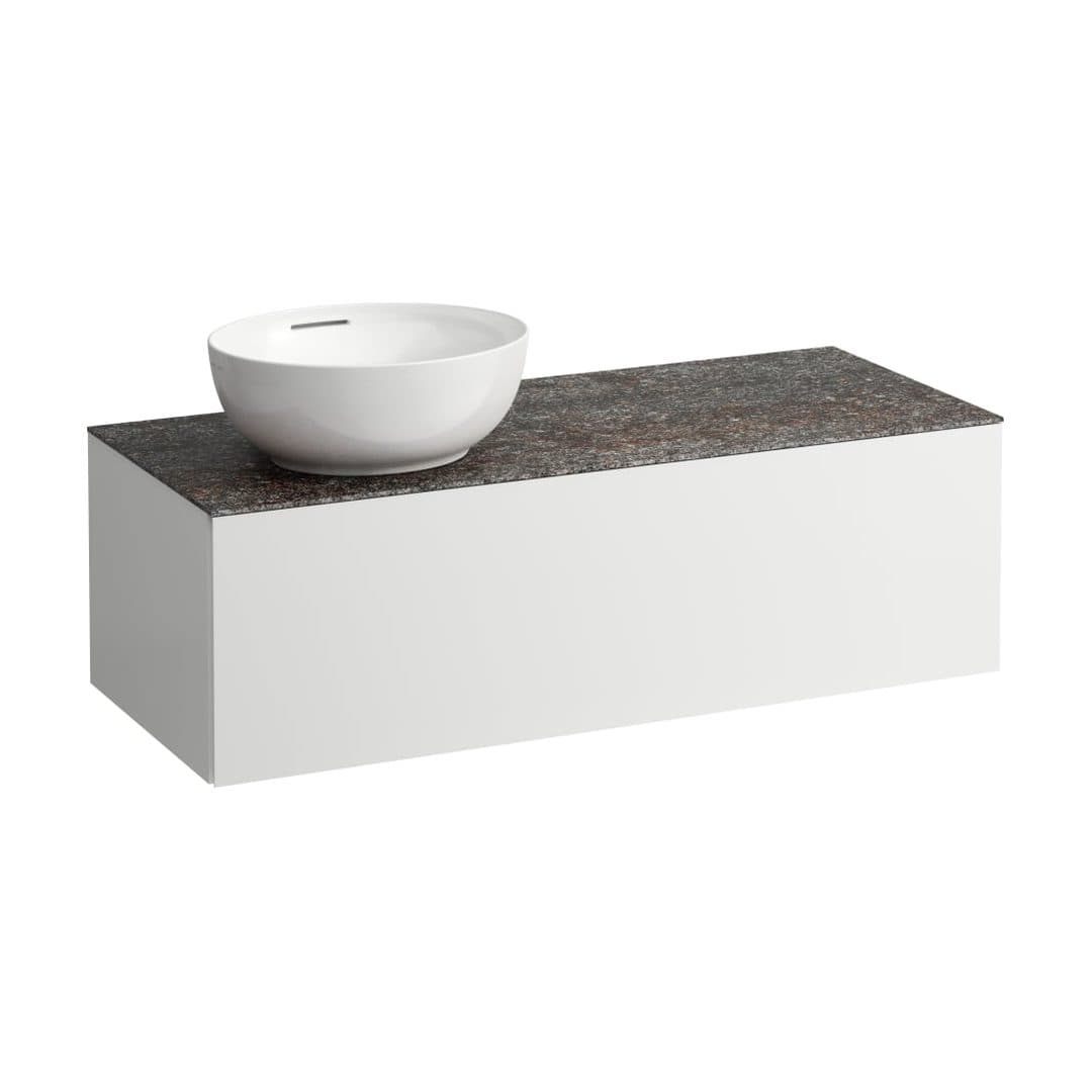 Laufen ILBAGNOALESSI – Έπιπλο Νιπτήρα – 1200 mm, 1 συρτάρι, πάγκος Marrone Naturale, άνοιγμα αριστερά, με οπή μπαταρίας – White Matt (H4323160972601)