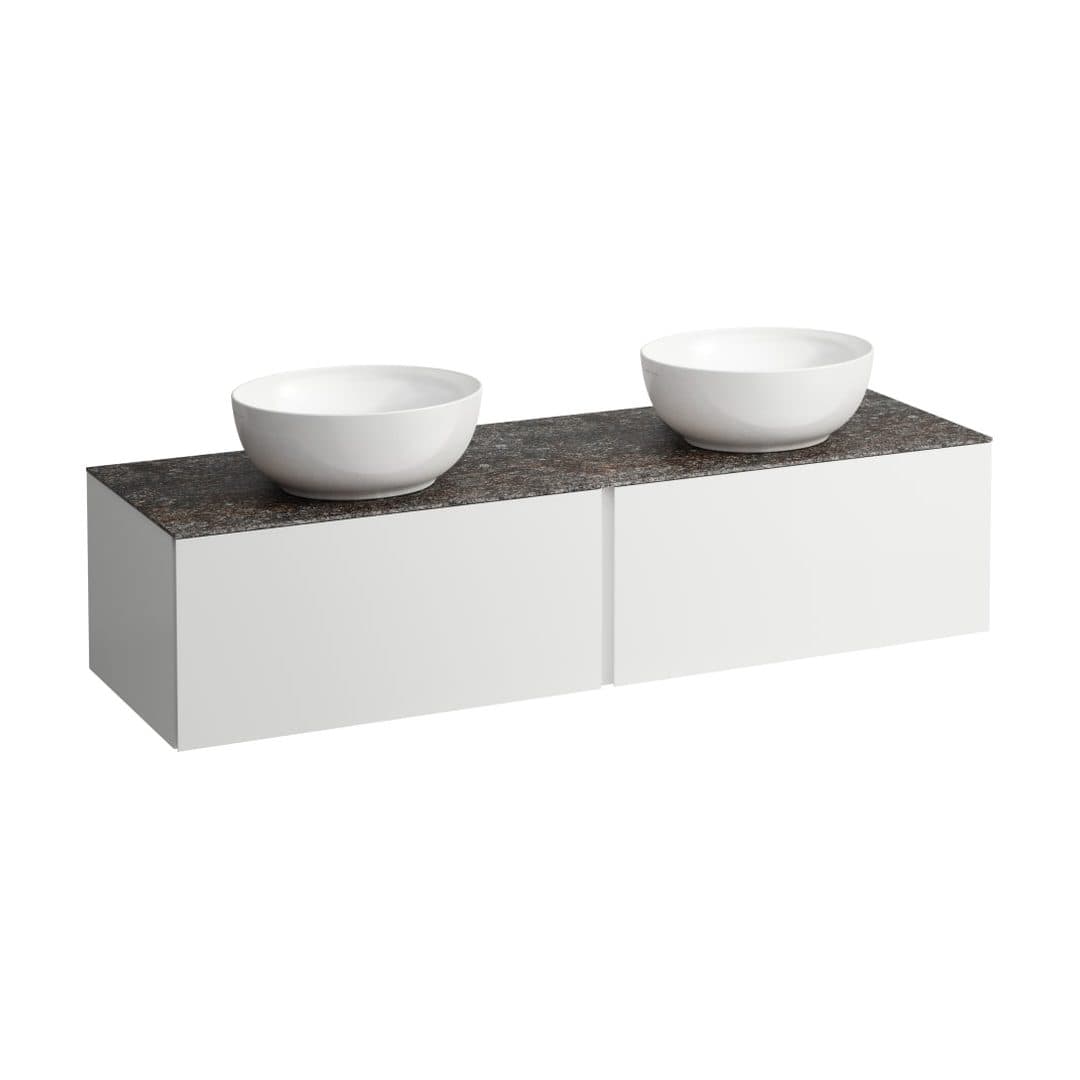 Laufen ILBAGNOALESSI – Έπιπλο Νιπτήρα – 1600 mm, 2 συρτάρια, πάγκος Marrone Naturale, ανοίγματα αριστερά & δεξιά – White Matt (H4323540972601)
