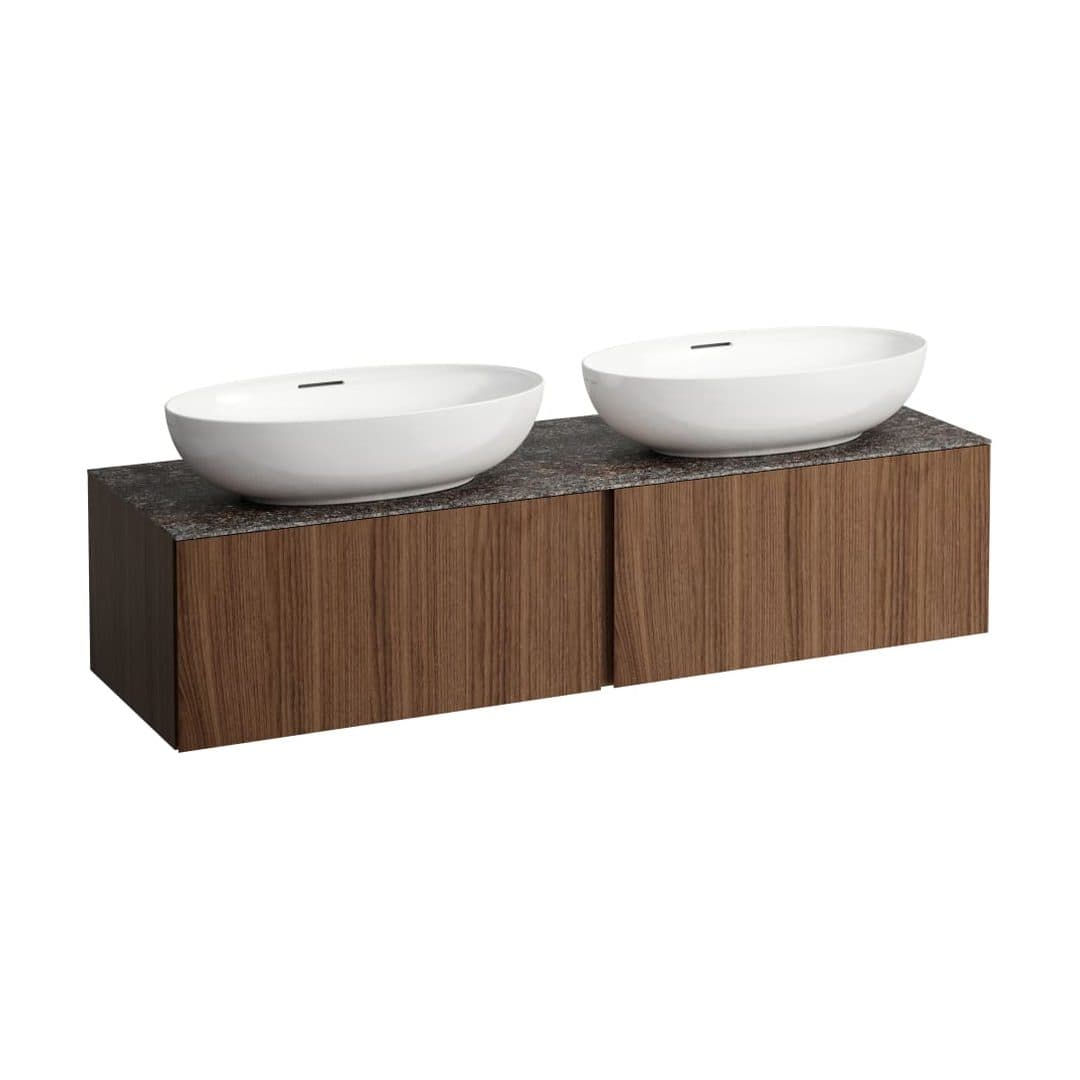 Laufen ILBAGNOALESSI – Έπιπλο Νιπτήρα – 1600 mm, 2 συρτάρια, πάγκος Marrone Naturale, ανοίγματα αριστερά & δεξιά, με οπή μπαταρίας – Noce canaletto - Real wood veneer (H4323570976301)