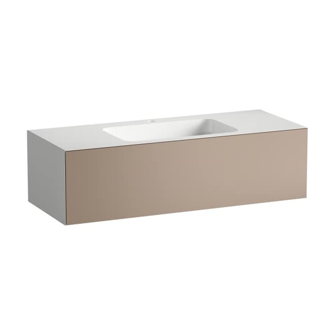 Laufen FOLIO – Νιπτήρας Κρεμαστός – 1254×500 mm, 1 οπή, ράφια αμφίπλευρα – Moonstone, Silk-Matt Lacquer (H580FO55221111)