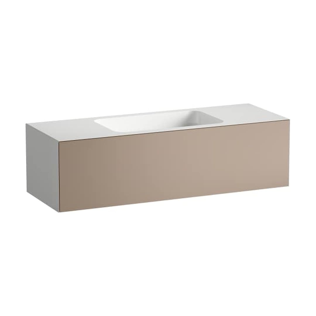 Laufen FOLIO – Νιπτήρας Κρεμαστός – 1254×450 mm, χωρίς οπή, ράφια αμφίπλευρα – Moonstone, Silk-Matt Lacquer (H580FO55221121)