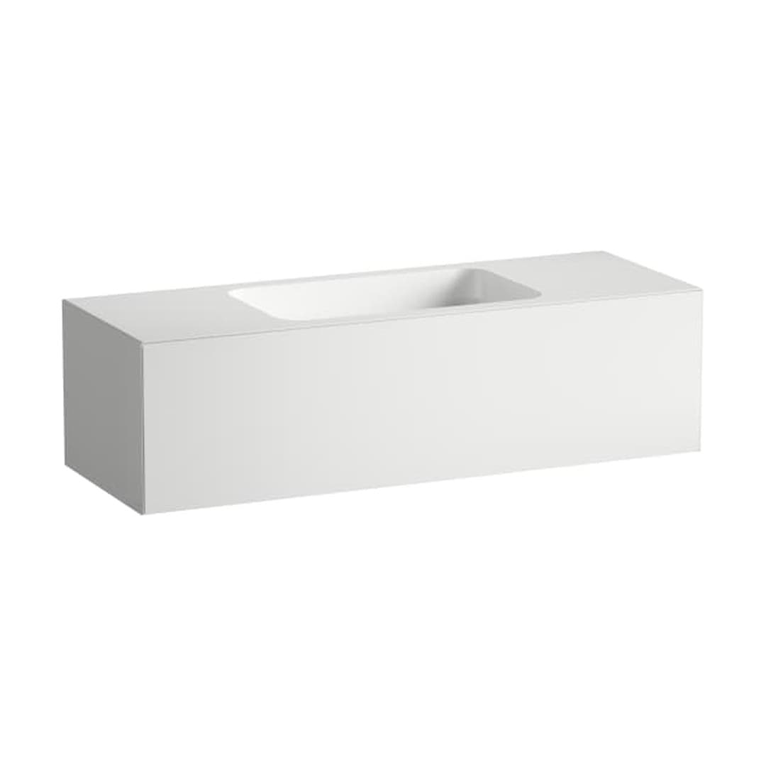 Laufen FOLIO – Νιπτήρας Κρεμαστός – 1254×450 mm, χωρίς οπή, ράφια αμφίπλευρα – White, Silk-Matt Lacquer (H580FO55251121)
