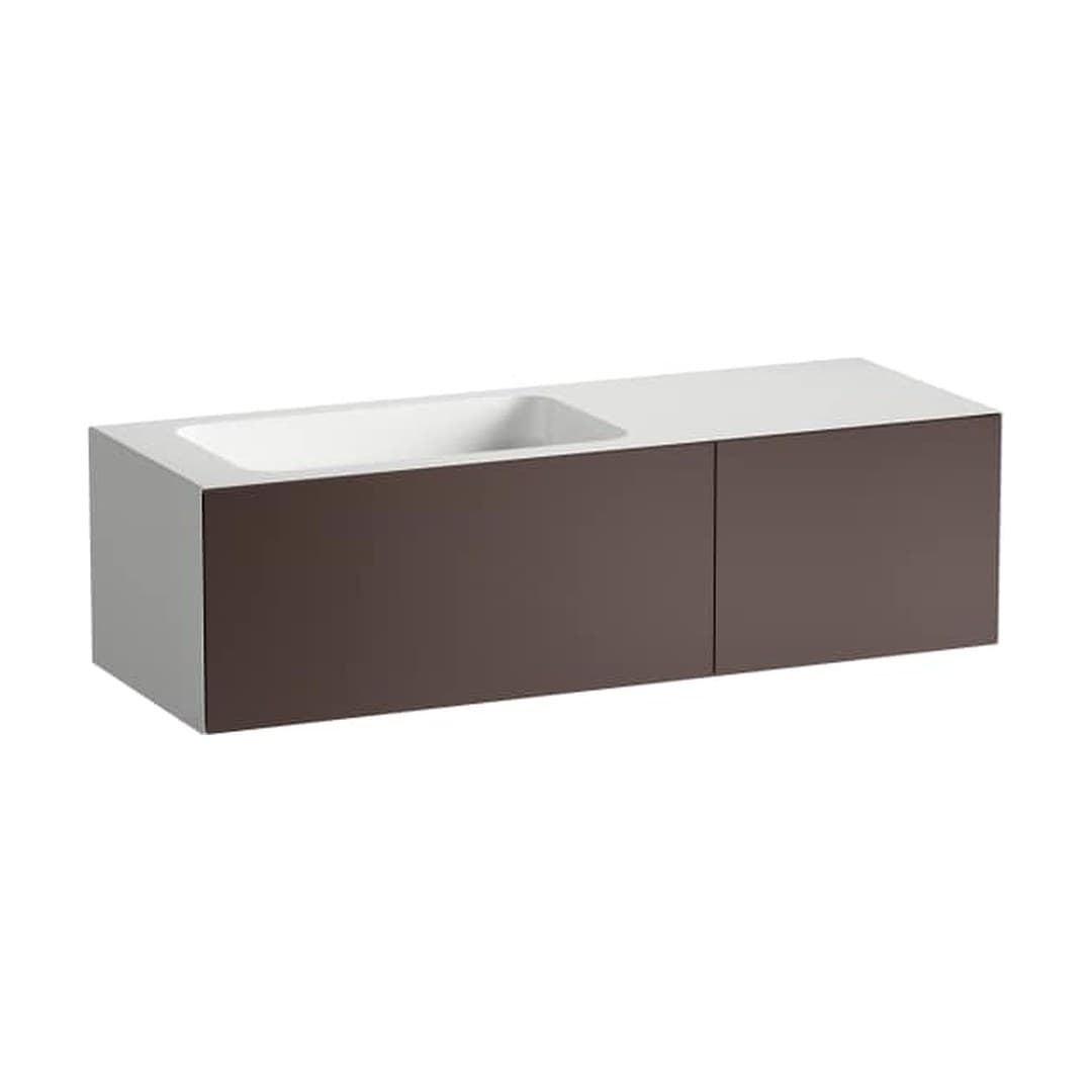 Laufen FOLIO – Νιπτήρας Κρεμαστός – 1254×450 mm, χωρίς οπή, ράφι δεξιά – Shadow Earth, Silk-Matt Lacquer (H580FO75231121)