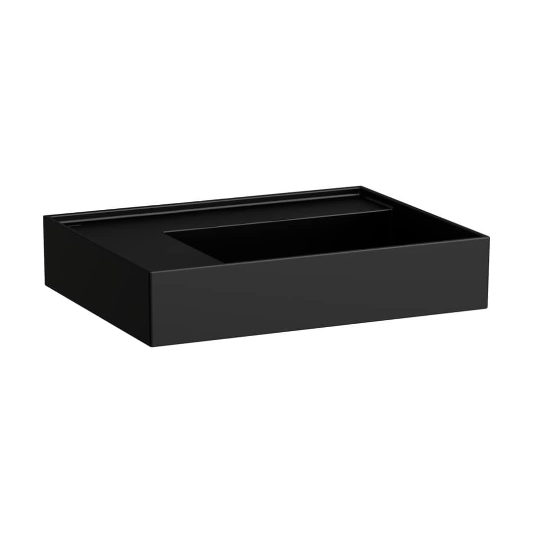 Laufen Kartell LAUFEN – Νιπτήρας Κρεμαστός – 600×460 mm, χωρίς οπή, χωρίς υπερχείλιση, ράφι αριστερά, κρυφή αποχέτευση – Black Matt (H8103357161121)