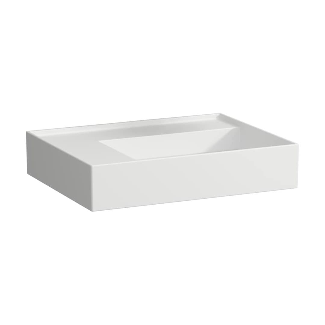 Laufen Kartell LAUFEN – Νιπτήρας Κρεμαστός – 600×460 mm, χωρίς οπή, χωρίς υπερχείλιση, ράφι αριστερά, κρυφή αποχέτευση – White Matt (H8103357571121)
