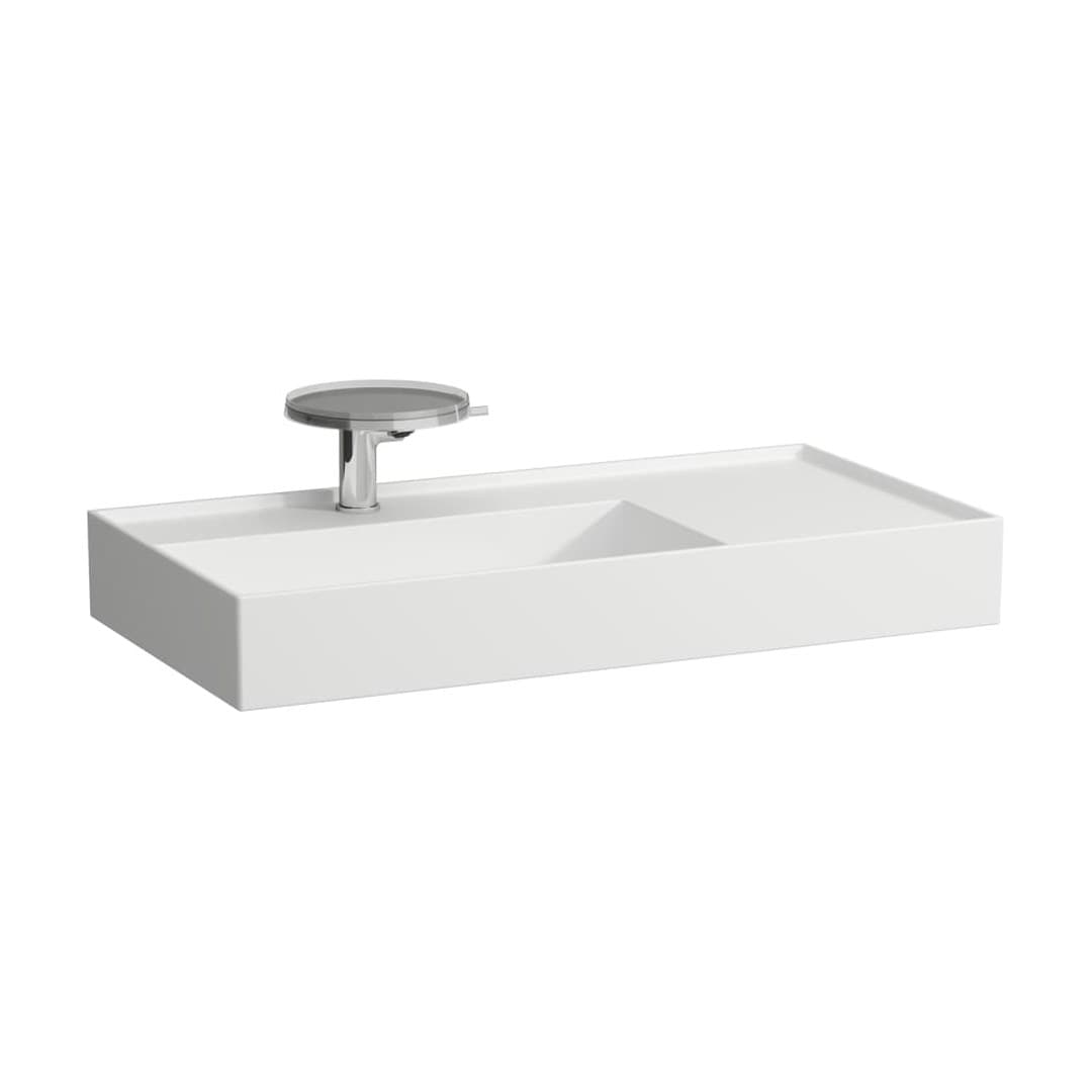 Laufen Kartell LAUFEN – Νιπτήρας Κρεμαστός – 900×460 mm, 1 οπή, χωρίς υπερχείλιση, ράφι δεξιά, κρυφή αποχέτευση – White Matt (H8103387571111)