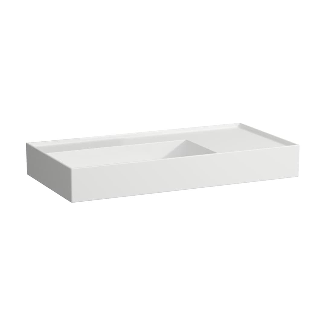 Laufen Kartell LAUFEN – Νιπτήρας Κρεμαστός – 900×460 mm, χωρίς οπή, χωρίς υπερχείλιση, ράφι δεξιά, κρυφή αποχέτευση – White Matt (H8103387571121)
