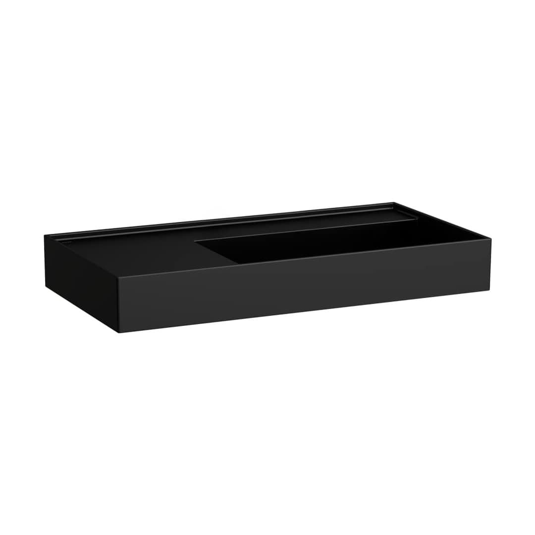 Laufen Kartell LAUFEN – Νιπτήρας Κρεμαστός – 900×460 mm, χωρίς οπή, χωρίς υπερχείλιση, ράφι αριστερά, κρυφή αποχέτευση – Black Matt (H8103397161121)