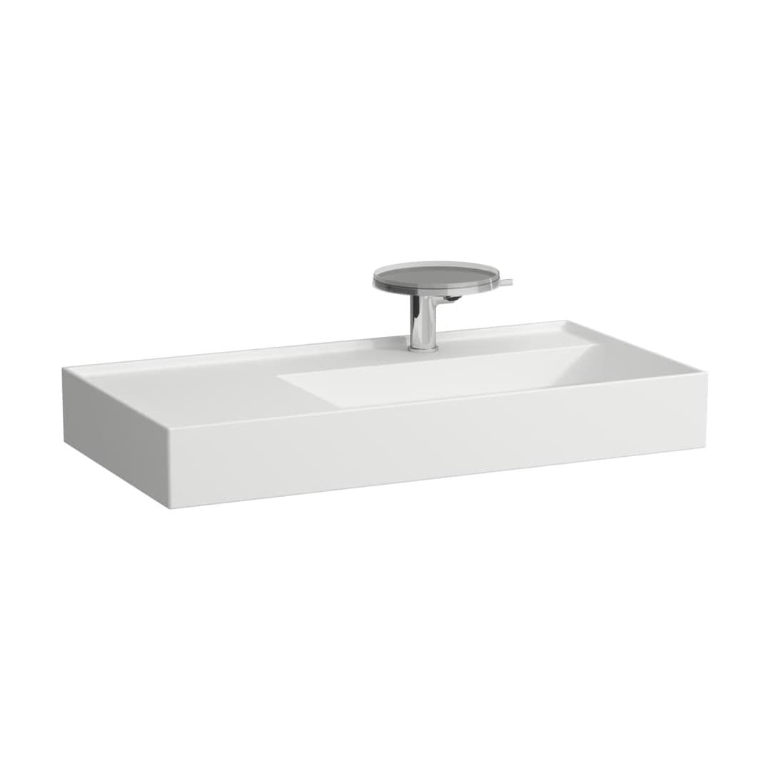 Laufen Kartell LAUFEN – Νιπτήρας Κρεμαστός – 900×460 mm, 1 οπή, χωρίς υπερχείλιση, ράφι αριστερά, κρυφή αποχέτευση – White Matt (H8103397571111)