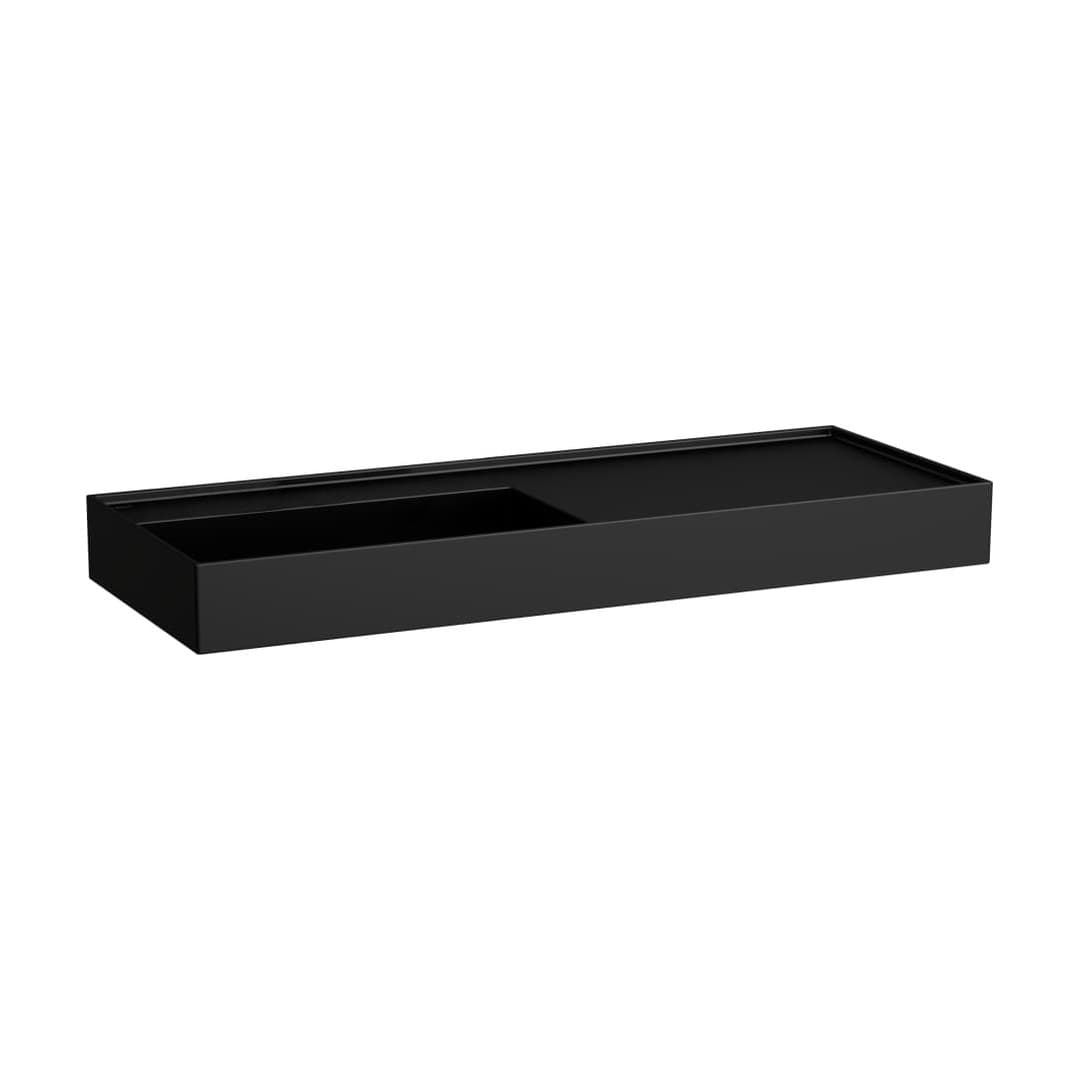 Laufen Kartell LAUFEN – Νιπτήρας Κρεμαστός – 1200×460 mm, χωρίς οπή, χωρίς υπερχείλιση, ράφι δεξιά, κρυφή αποχέτευση – Black Matt (H8133327161121)