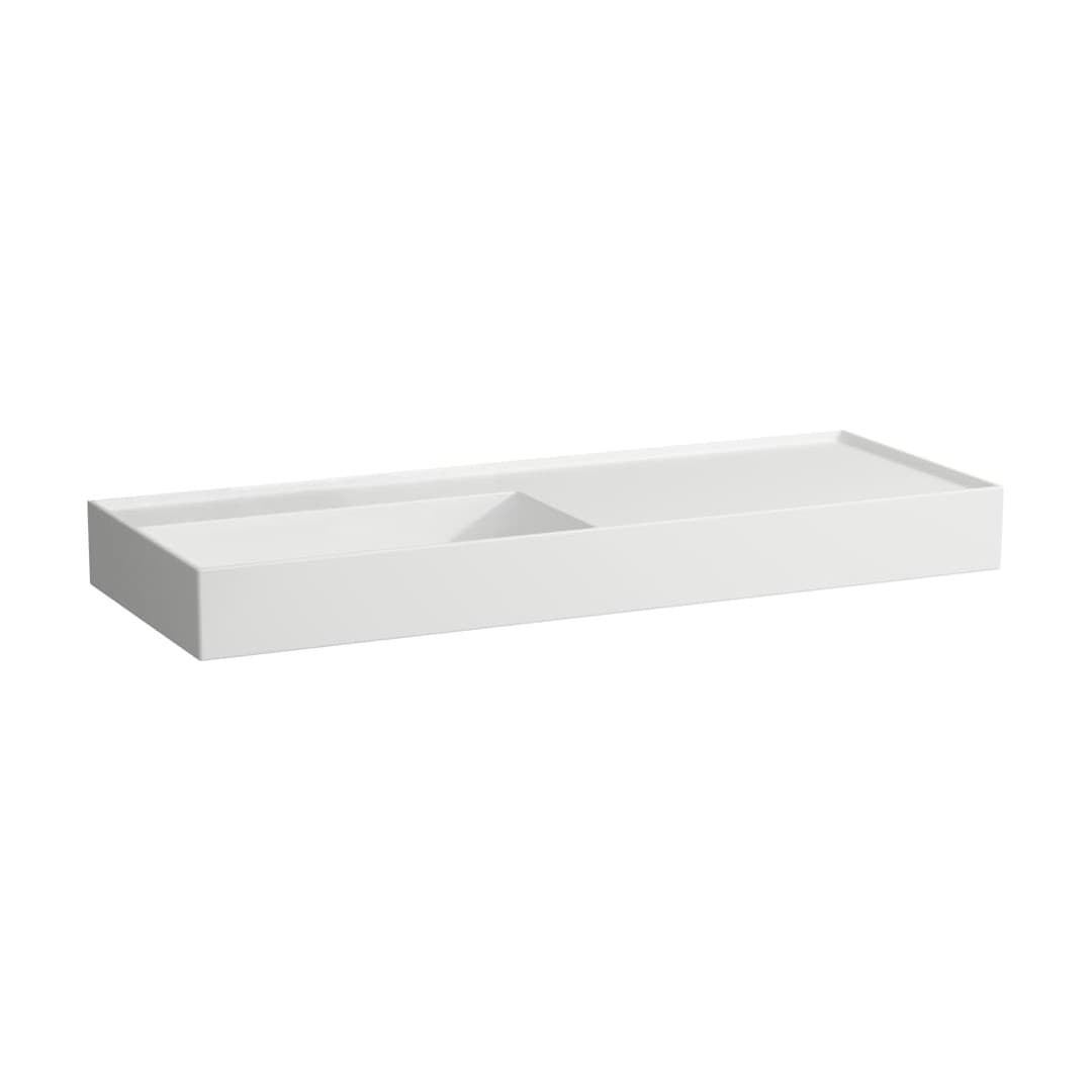 Laufen Kartell LAUFEN – Νιπτήρας Κρεμαστός – 1200×460 mm, χωρίς οπή, χωρίς υπερχείλιση, ράφι δεξιά, κρυφή αποχέτευση – White Matt (H8133327571121)
