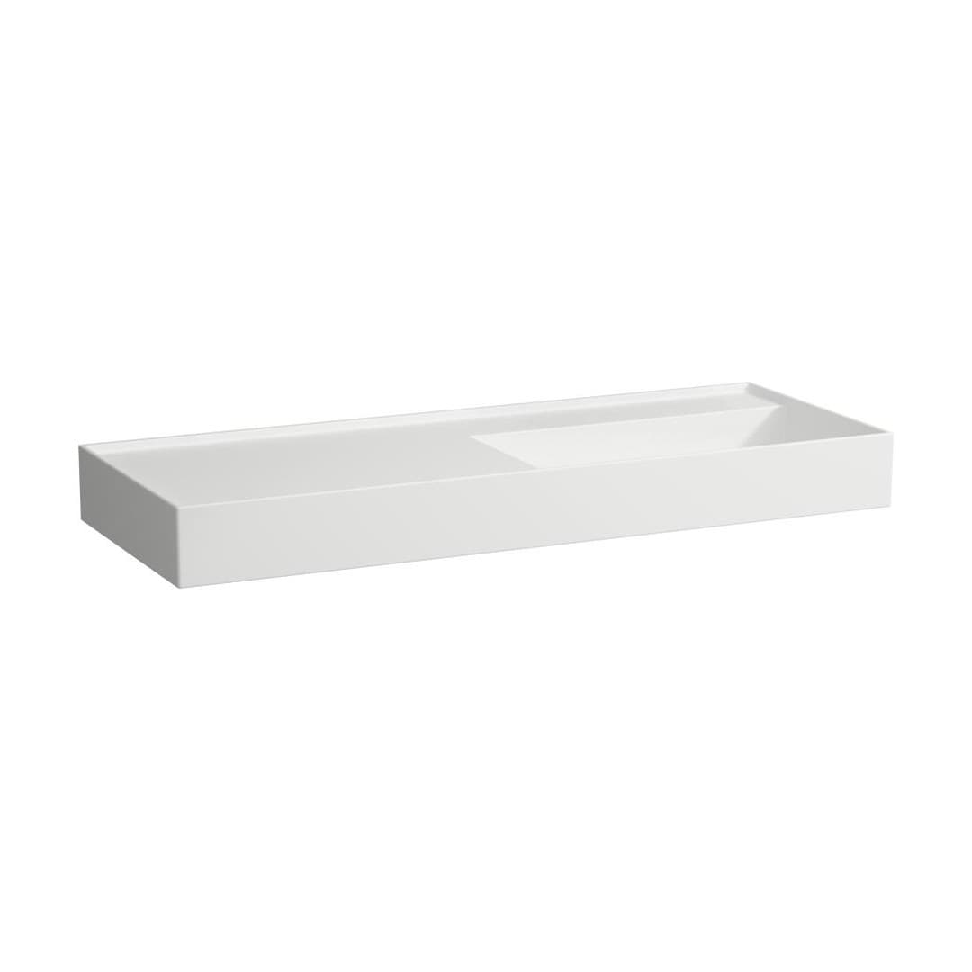 Laufen Kartell LAUFEN – Νιπτήρας Κρεμαστός – 1200×460 mm, χωρίς οπή, χωρίς υπερχείλιση, ράφι αριστερά, κρυφή αποχέτευση – White Matt (H8133337571121)