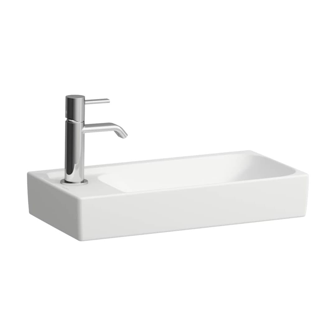 Laufen MEDA – Νιπτήρας Κρεμαστός – 460×235 mm, 1 οπή αριστερά, χωρίς υπερχείλιση, πάγκος μπαταρίας αριστερά, μικρός – White Matt (H8151147571131)