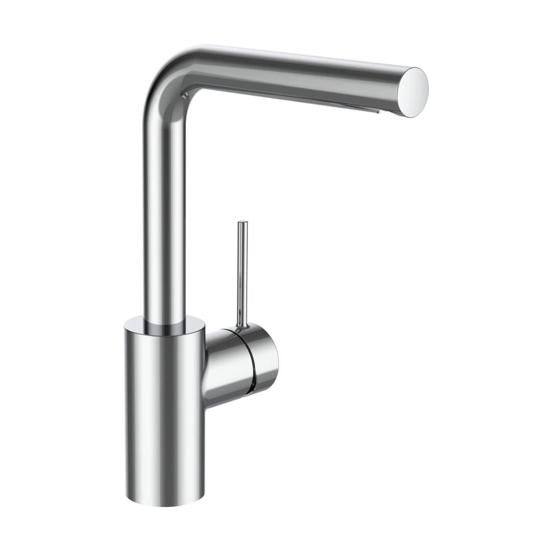 Laufen TWINPLUS SLIM – Μπαταρία Νιπτήρα – προεξοχή 160 mm, περιστρεφόμενο στόμιο, Eco+, χωρίς βαλβίδα – Chrome (HF505408100000)