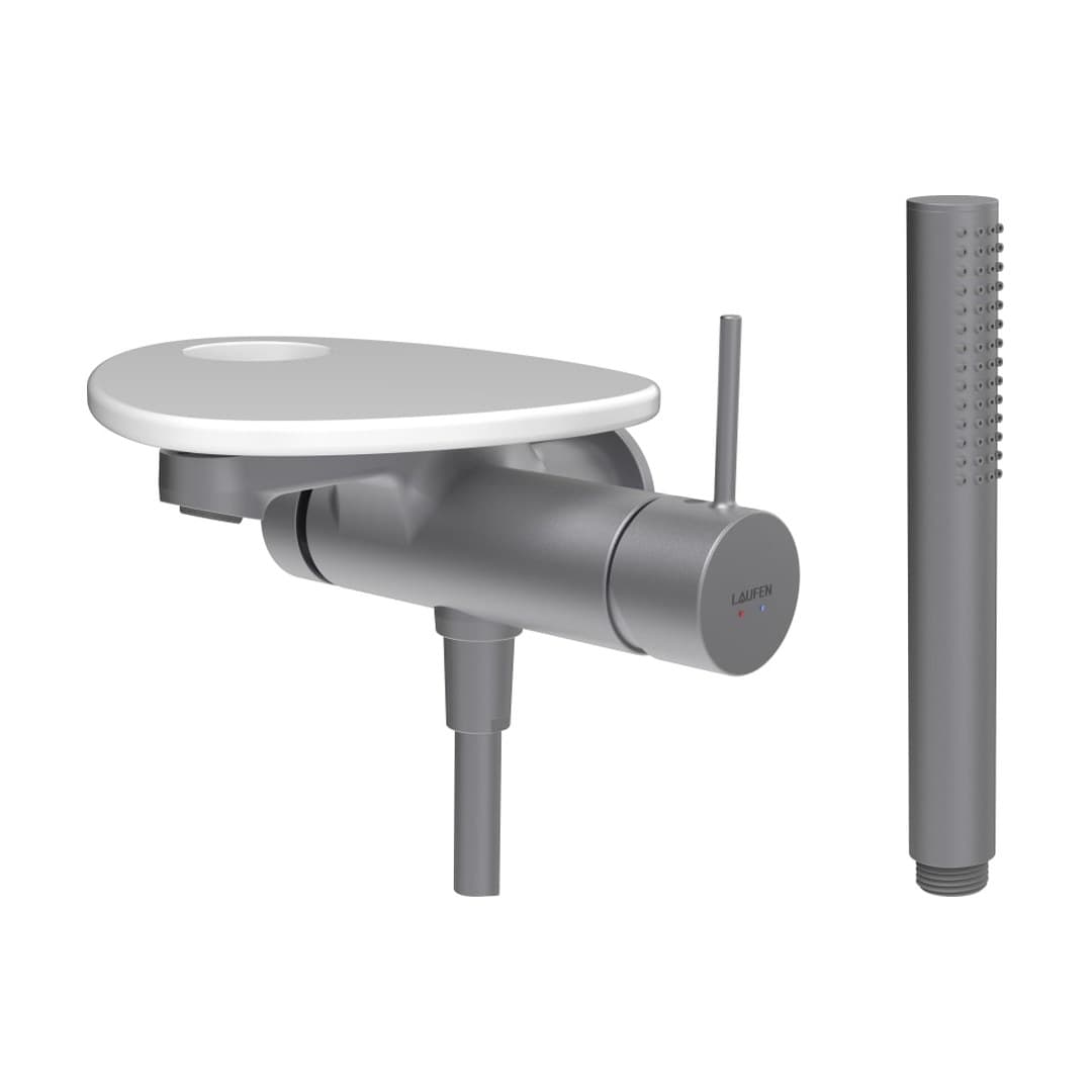Laufen ADA – Μπαταρία Λουτρού Τοίχου – δίσκος με οπή – PVD inox/white glossy (HF506765501000)