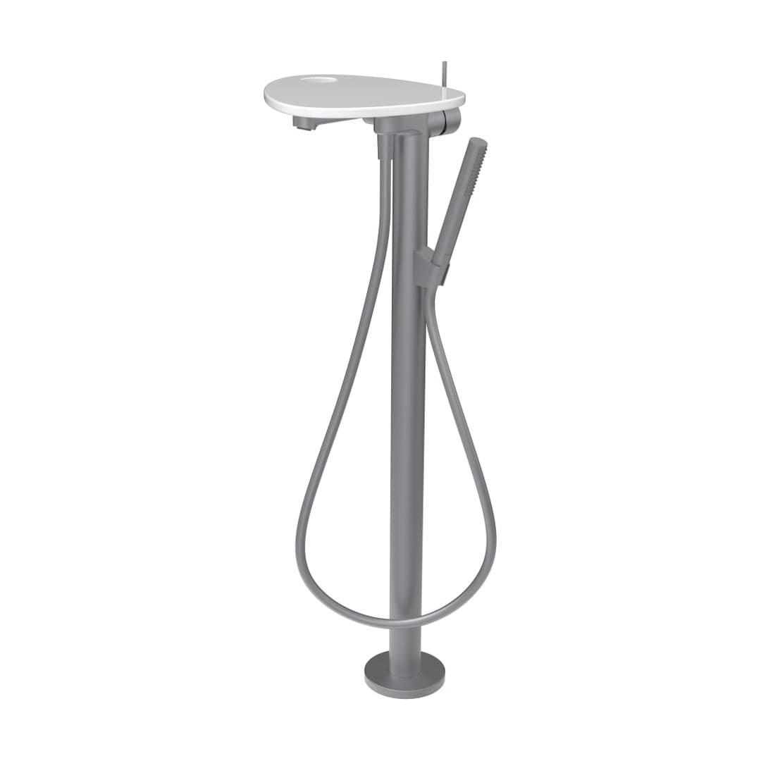 Laufen ADA – Μπαταρία Λουτρού Δαπέδου – δίσκος με οπή – PVD inox/white glossy (HF506781501000)