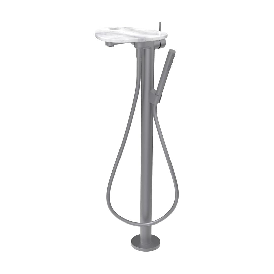 Laufen ADA – Μπαταρία Λουτρού Δαπέδου – δίσκος με οπή – PVD inox/marble white (HF506781505000)