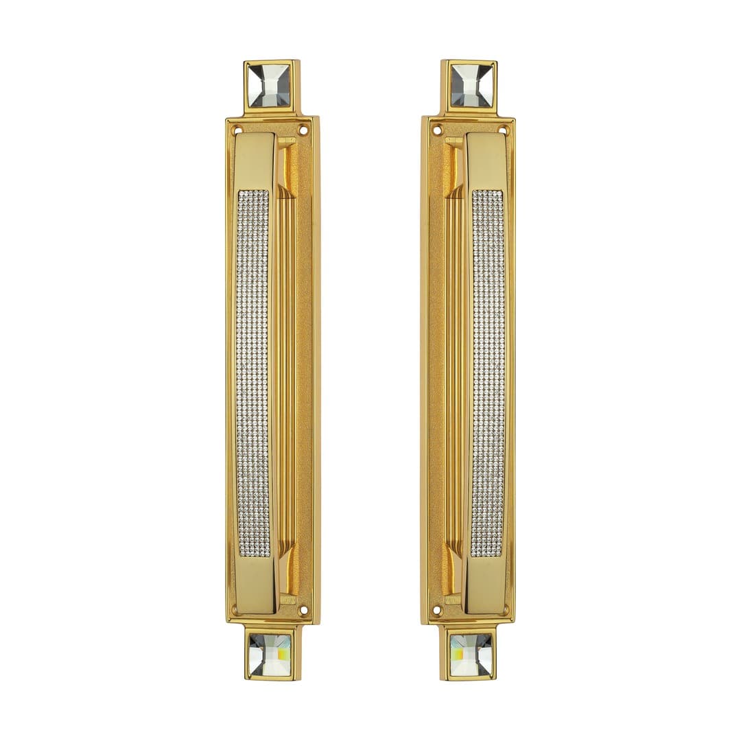 Linea Calì Opera Crystal – Λαβή Εξώπορτας – Set pull handles on plate art.1056 – Gold plated (1056 AP OZ)