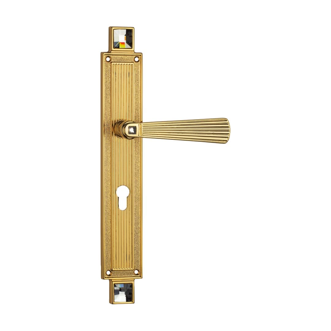 Linea Calì Opera Crystal – Πόμολο Πόρτας Πλάκα – Door handle on plate art.1056 – Gold plated (1056 PL OZ)