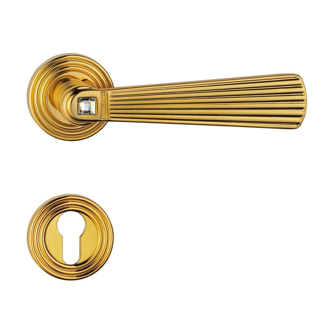 Linea Calì Opera Crystal – Πόμολο Πόρτας Ροζέτα – Door handle on rose art.112 – Gold plated (1056 RB 112 OZ)