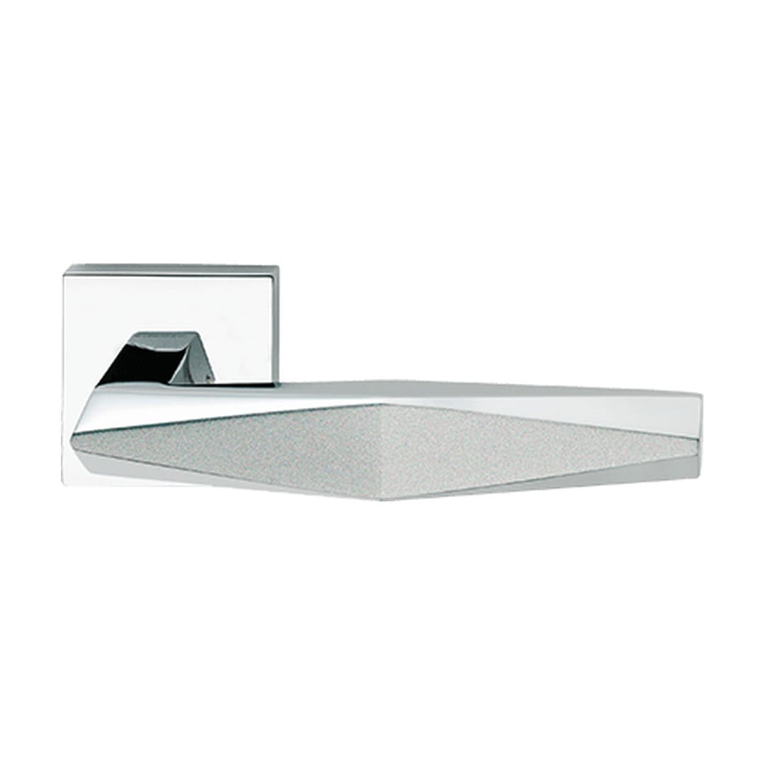 Linea Calì Prisma – Πόμολο Πόρτας Ροζέτα – Door handle on rose art.019 – Polished chrome + sanded chrome (1280 RB 019 MC)