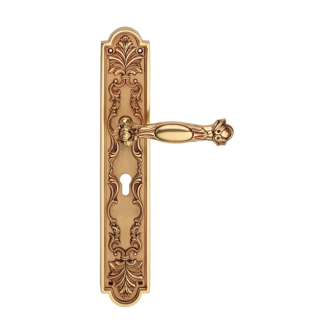Linea Calì Queen – Πόμολο Πόρτας Πλάκα – Door handle on plate Big art.1405 – French gold (1405 PL OF)