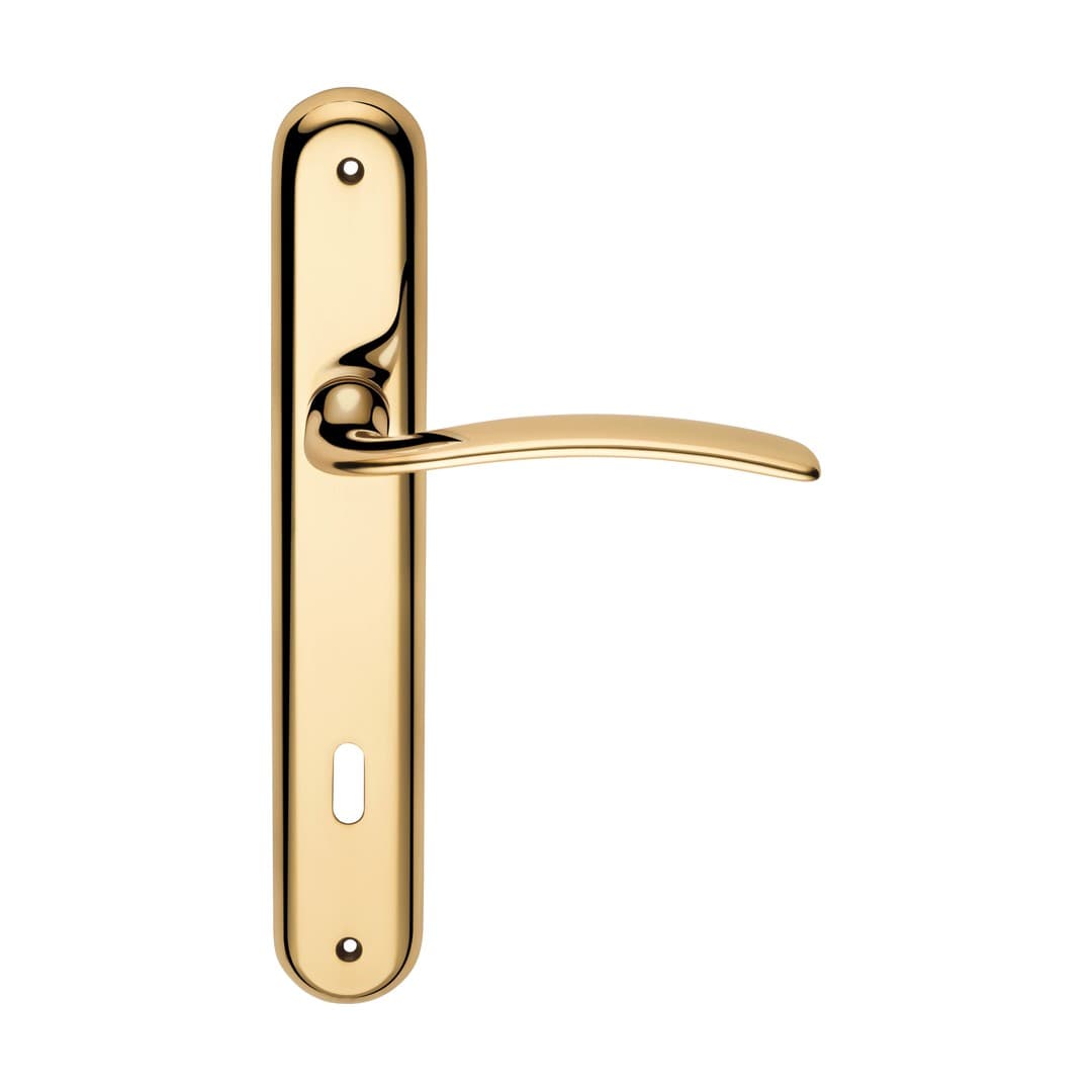 Linea Calì Piuma – Πόμολο Πόρτας Πλάκα – Door handle on plate art.670 – Painted polished brass (1415 PL OL)
