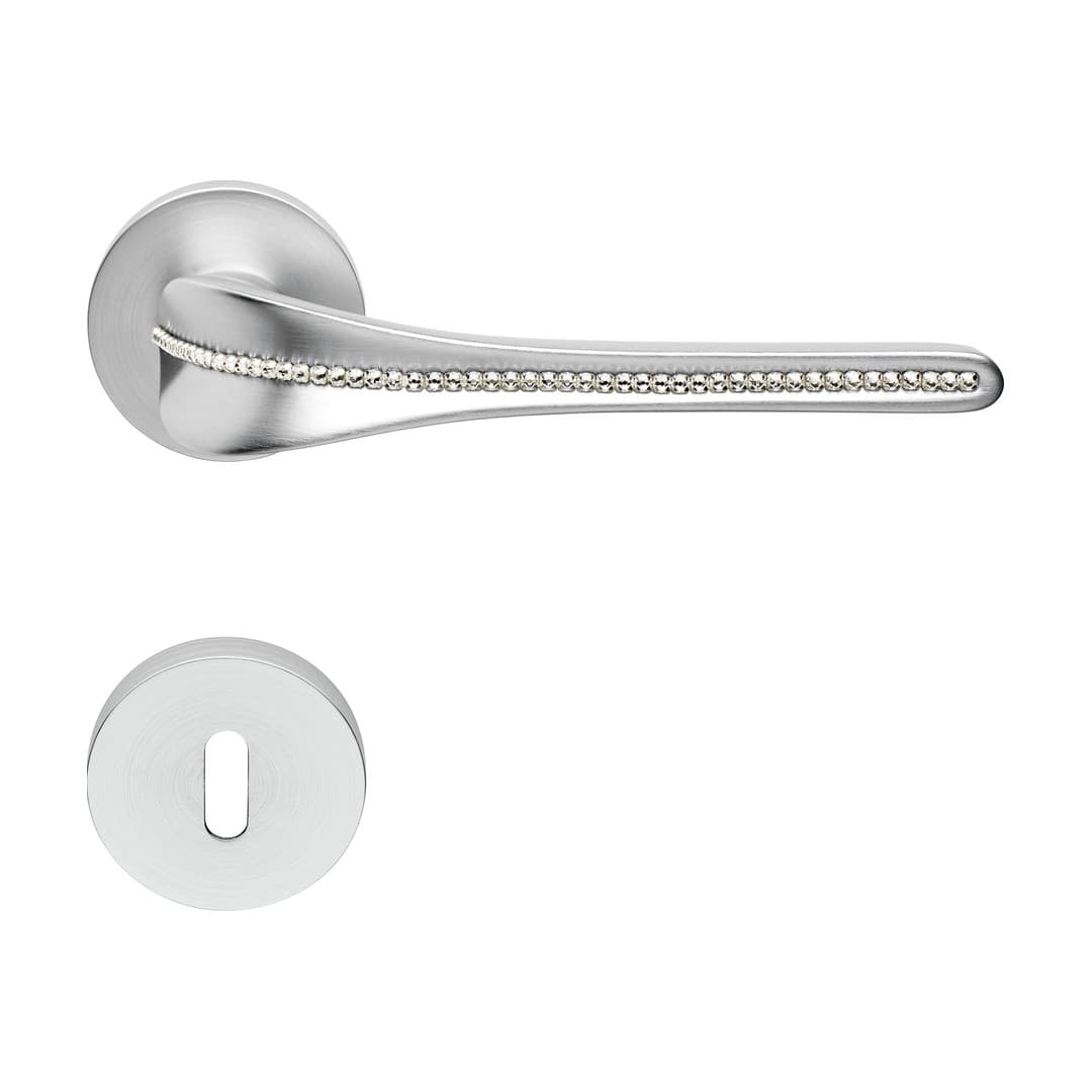 Linea Calì Spirit Mesh – Πόμολο Πόρτας Ροζέτα – Door handle on rose art.023 – Satin chrome (1451 RB 023 CS)