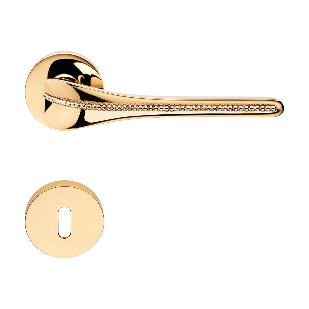 Linea Calì Spirit Mesh – Πόμολο Πόρτας Ροζέτα – Door handle on rose art.023 – Gold plated (1451 RB 023 OZ)